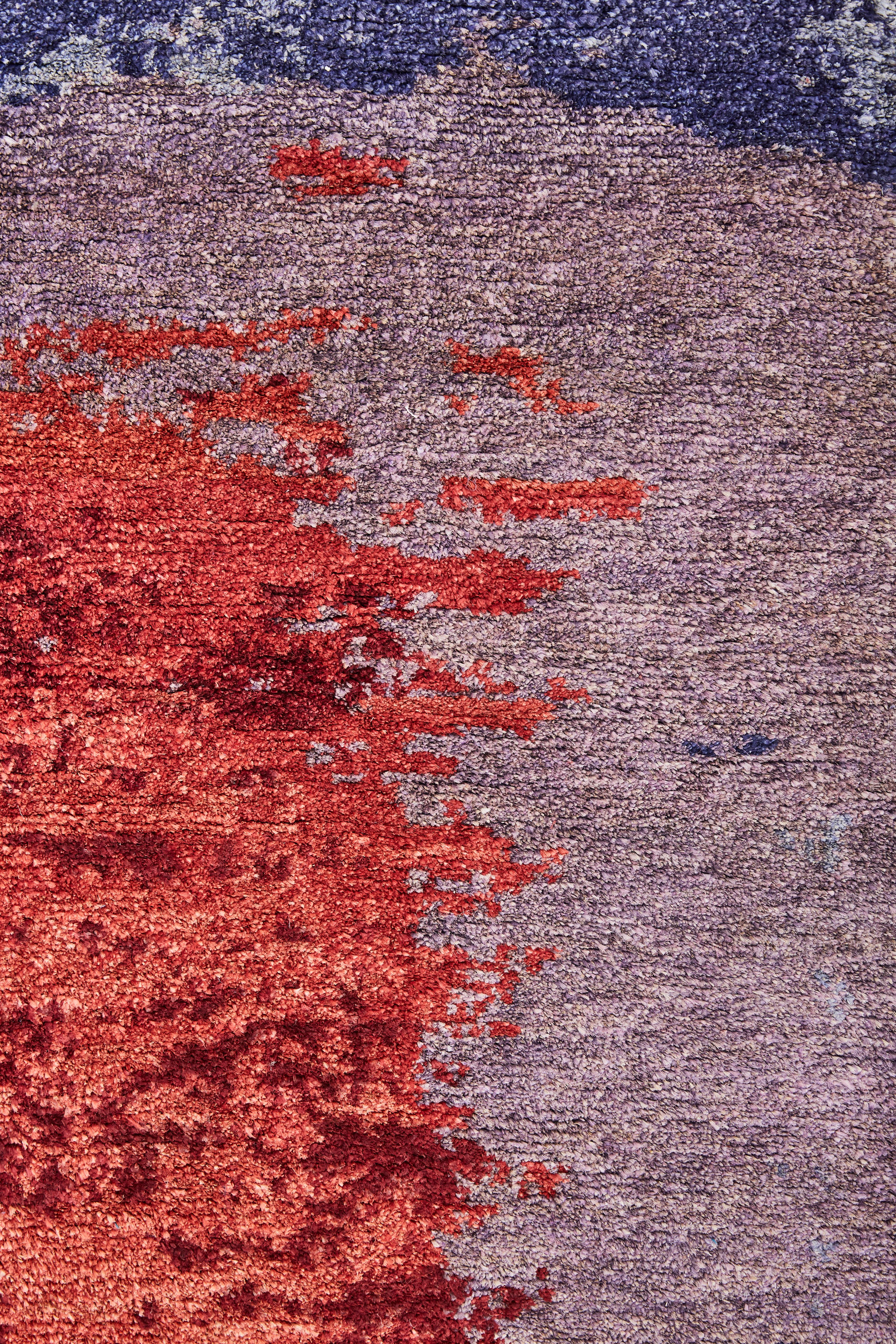 The Oltre carpets by MarCo Carini present a natural weave, both hand knotted with 100 knots per sqm
The chosen colors for this project are blend of tea, violet, wisteria, periwinkle, saffron and dandelion,
Inspired by Mark Rothko's paintings,