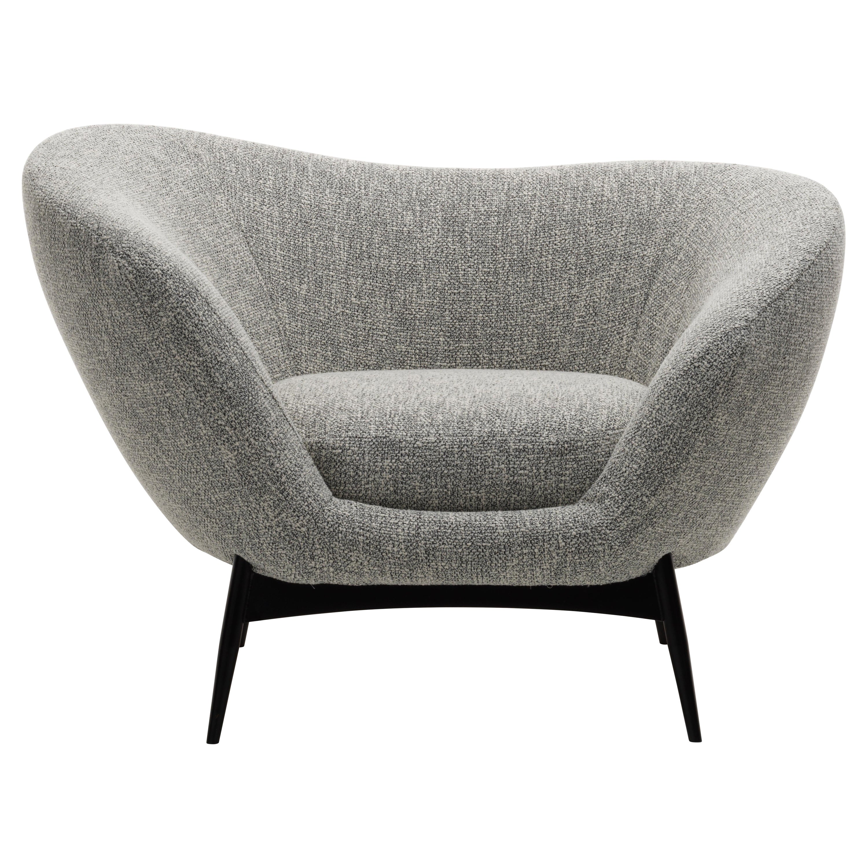 Oltremare-Sessel mit extra grauer Polsterung und mattschwarzen Beinen von Antonio Marras im Angebot