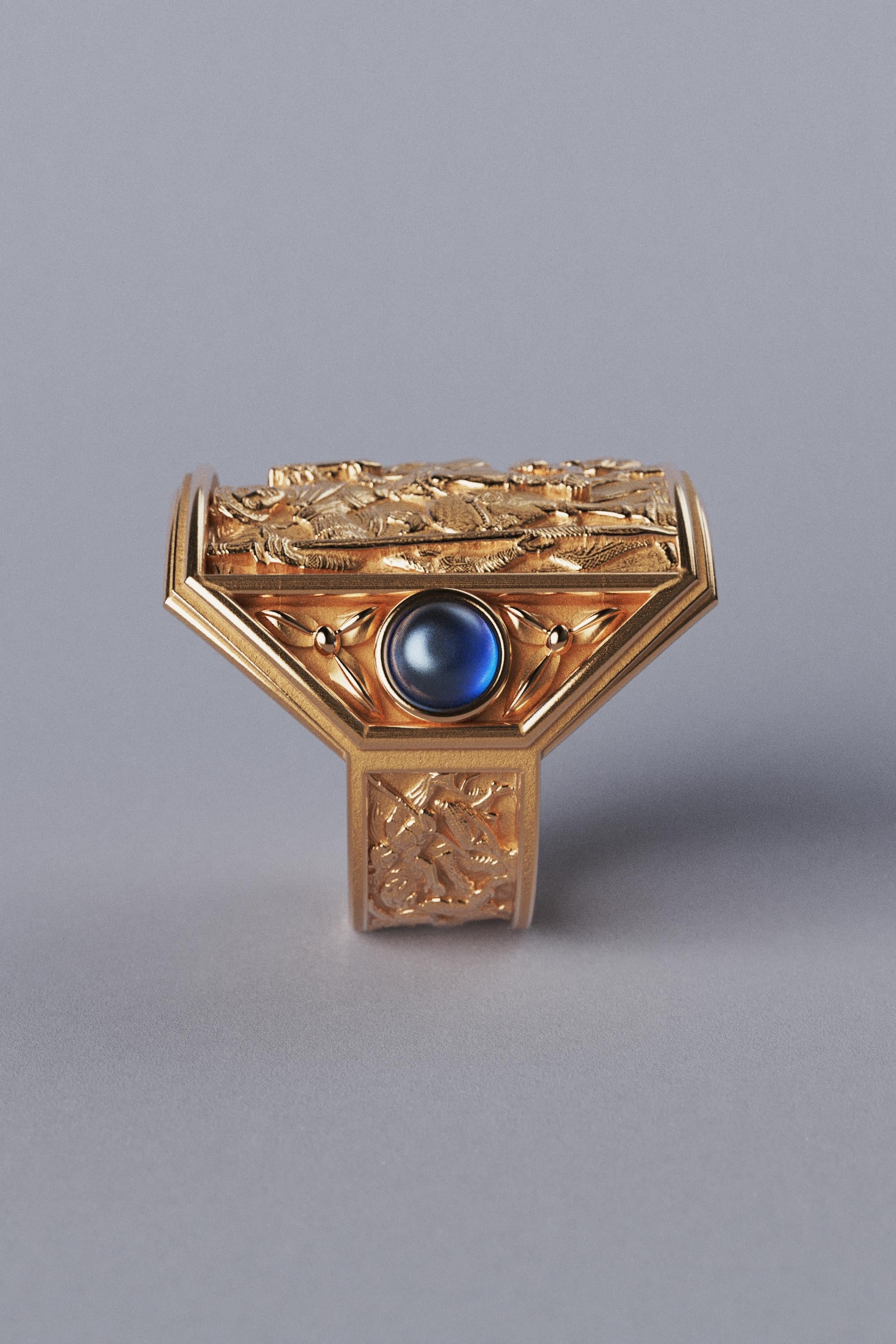 For Sale:  Oltremare Gioelli 14k Solid Gold Men's Ring in Bizzantine Style - Made in Italy 10