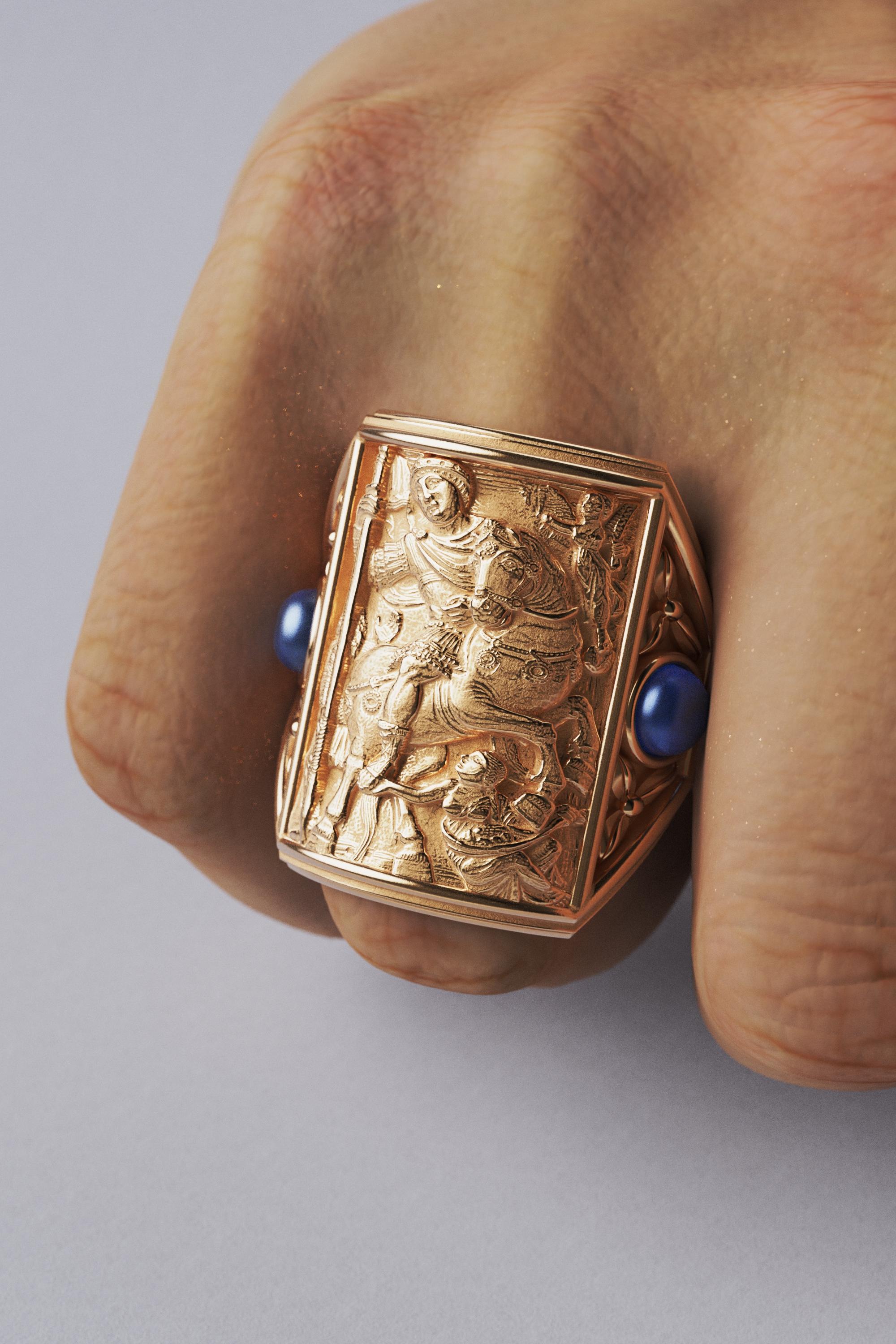 For Sale:  Oltremare Gioelli 14k Solid Gold Men's Ring in Bizzantine Style - Made in Italy 7