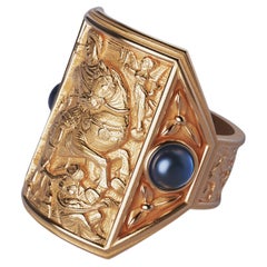 Oltremare Gioelli 14k Massivgold Herrenring aus massivem Gold im Bizzantinischen Stil - Hergestellt in Italien