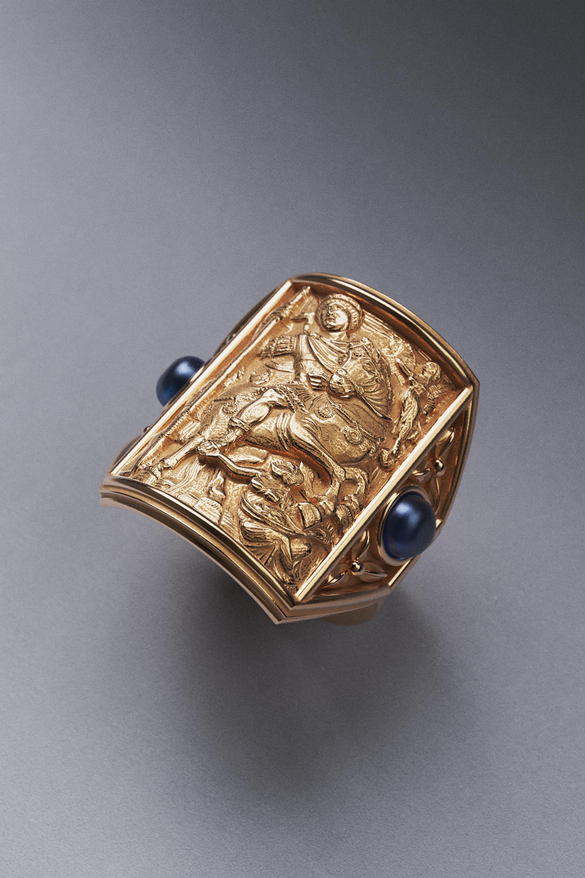 For Sale:  Oltremare Gioelli  18k Solid Gold Men's Ring in Bizzantine Style - Made in Italy 3