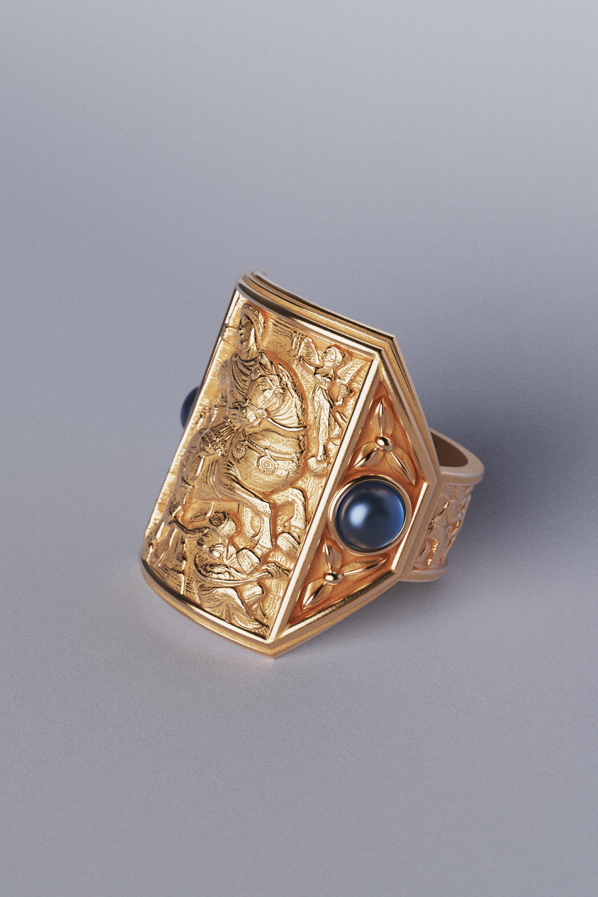 For Sale:  Oltremare Gioelli  18k Solid Gold Men's Ring in Bizzantine Style - Made in Italy 8