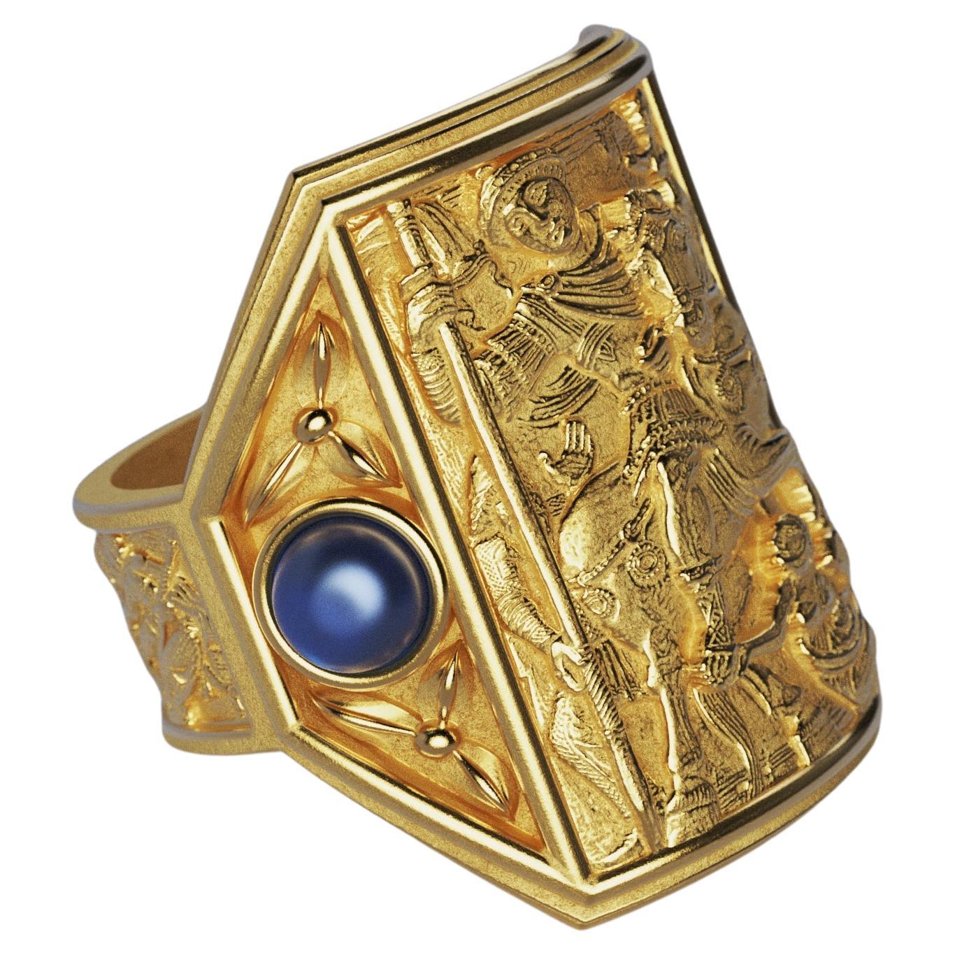 Oltremare Gioelli  18k Massivgold Herrenring im Bizzantine-Stil - Made in Italy