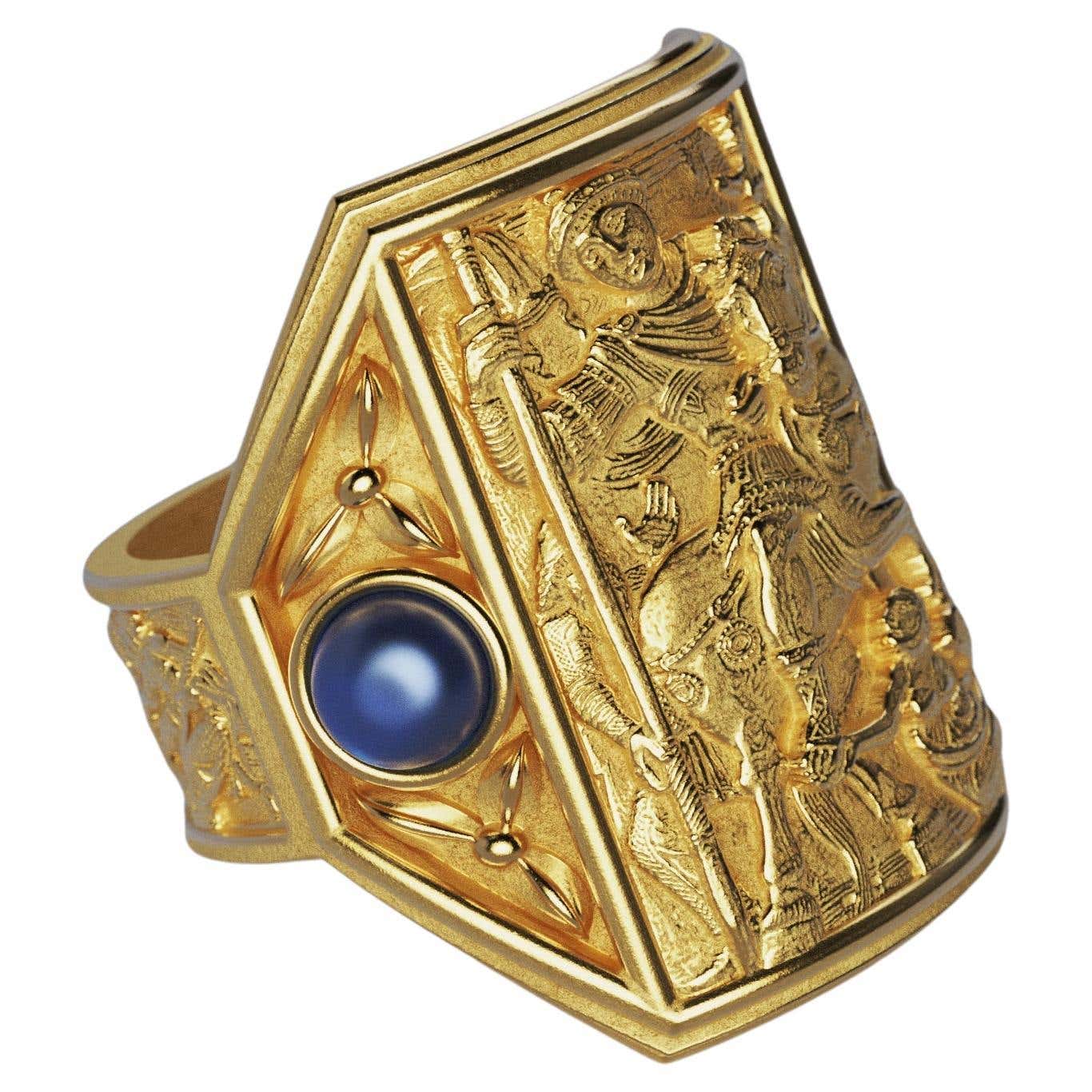 Italian Rings Men Customizable Oltremare Gioelli 18k Solid Gold Men's Ring in Bizzantine ...