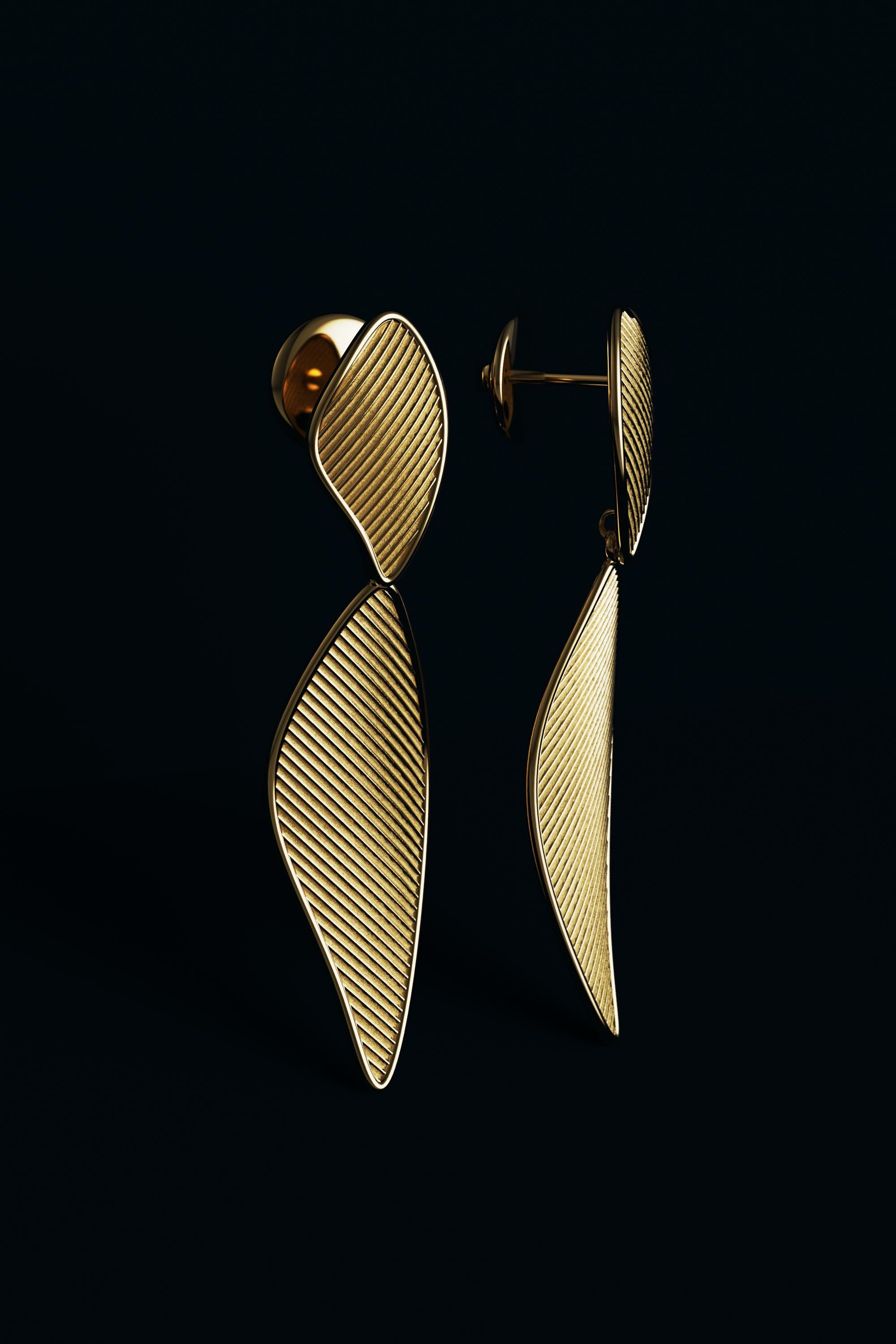 Modern Oltremare Gioielli 14k Gold Dangle Drop Earrings Made in Italy  Made To Order For Sale