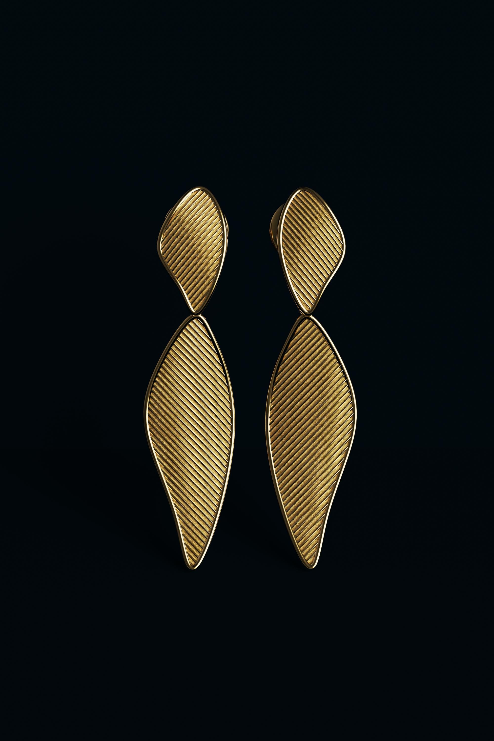 Oltremare Gioielli 14k Gold Dangle Drop Earrings Made in Italy  Made To Order For Sale 2