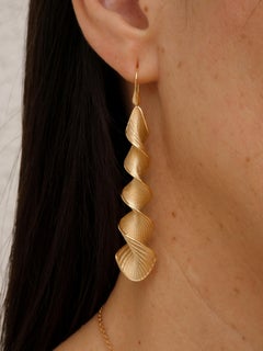 Oltremare Gioielli 14k Gold Earrings, Long Dangle Drop Earrings Made in Italy