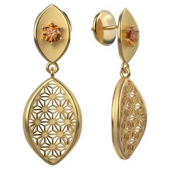 Oltremare Gioielli 14k Gold Hessonite Garnet Earrings made in Italy