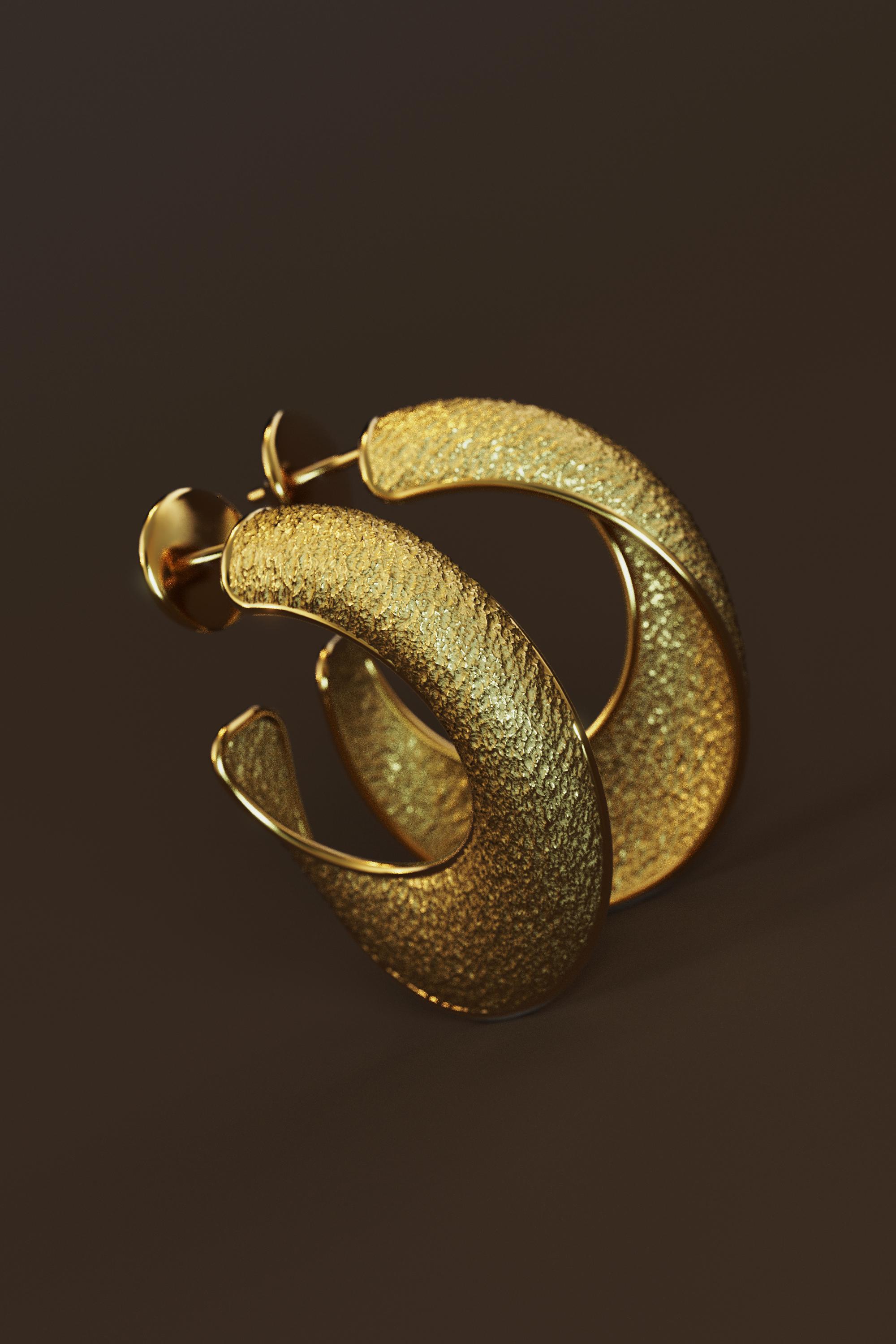Modern Oltremare Gioielli 14k Gold Hoop Earrings Made in Italy For Sale