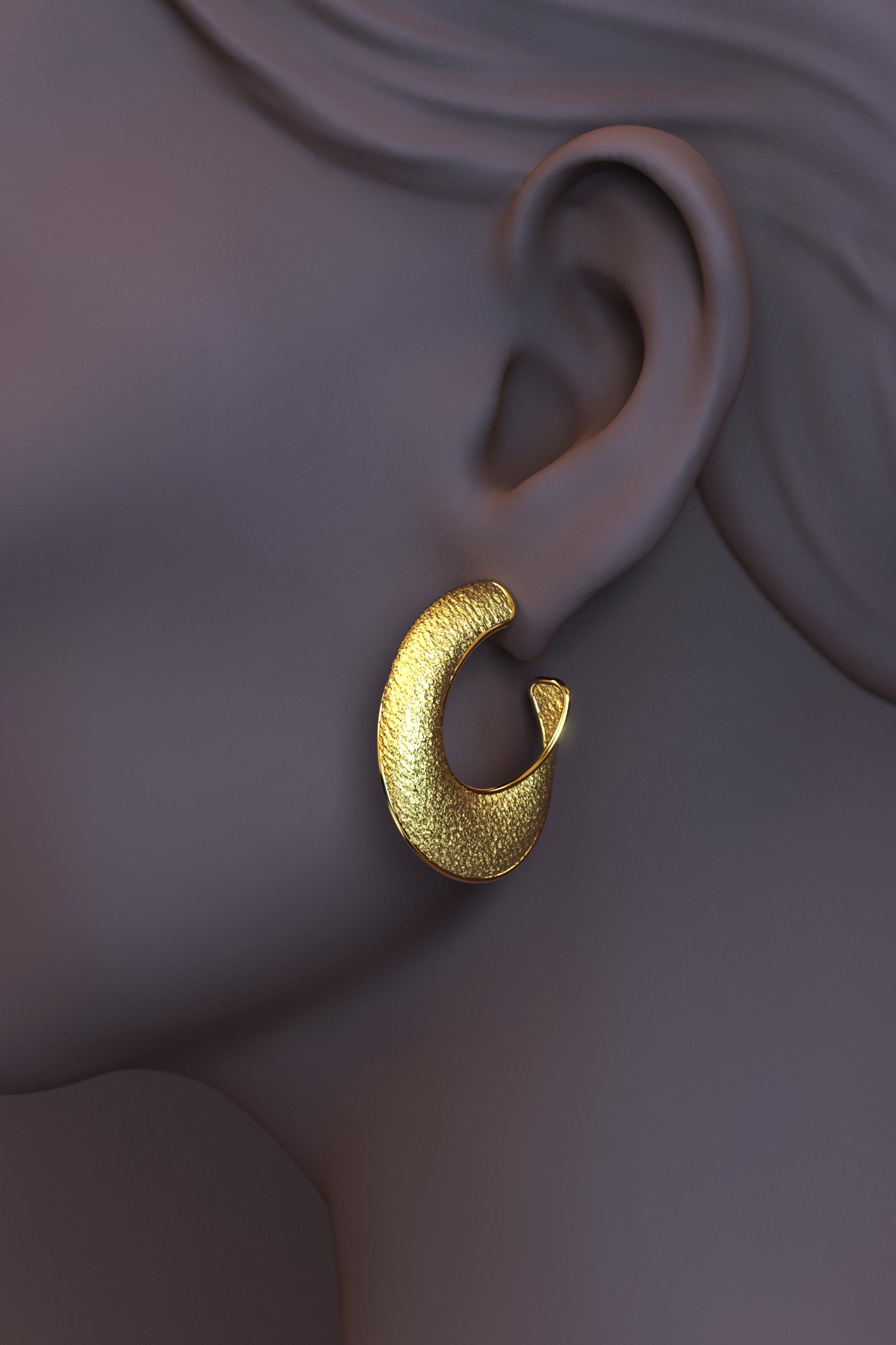 Women's Oltremare Gioielli 14k Gold Hoop Earrings Made in Italy For Sale