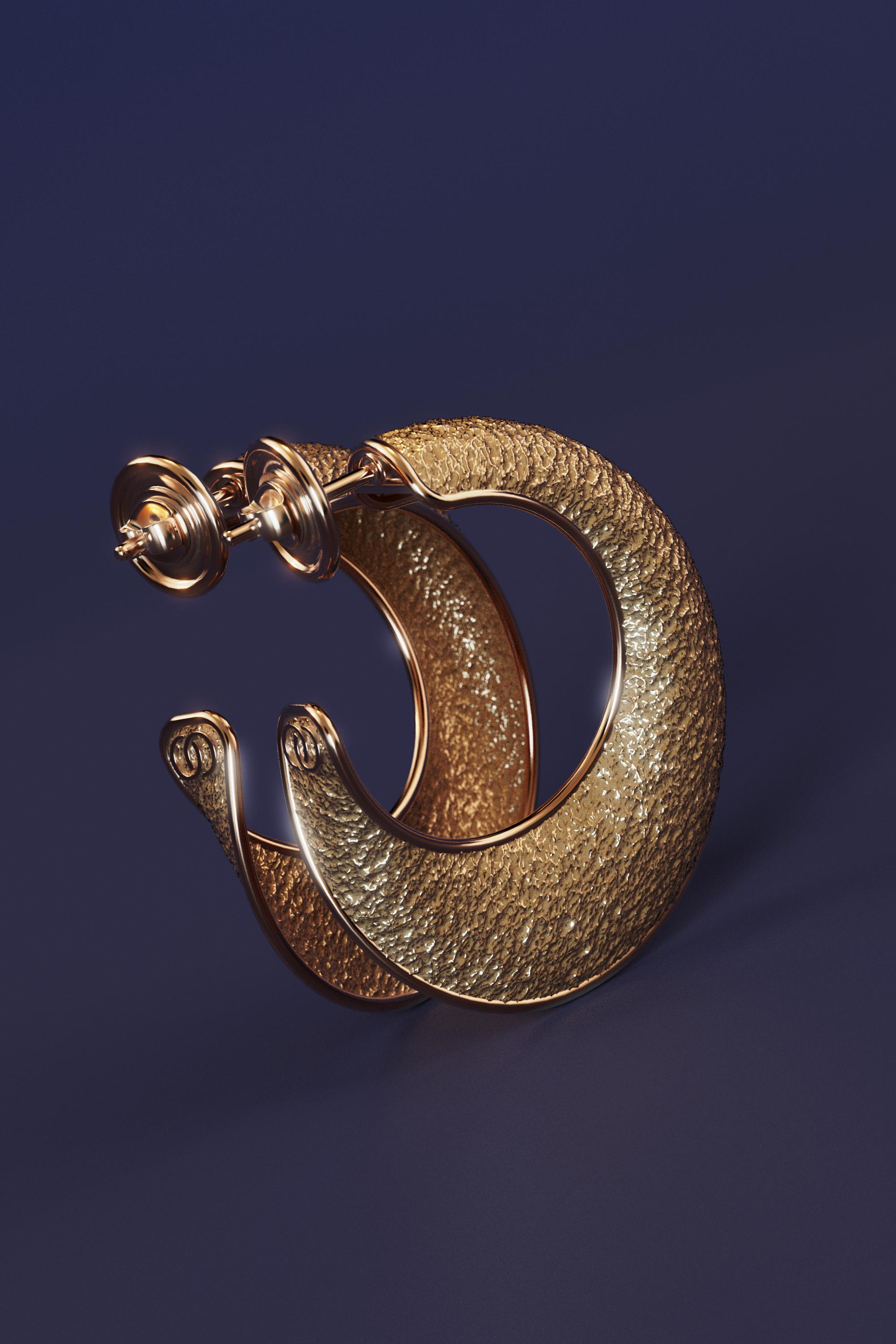 Oltremare Gioielli 14k Gold Hoop Earrings Made in Italy For Sale 4