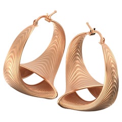 Oltremare Gioielli 14k Gold Hoop Earrings Made in Italy, Italian Fine Jewelry