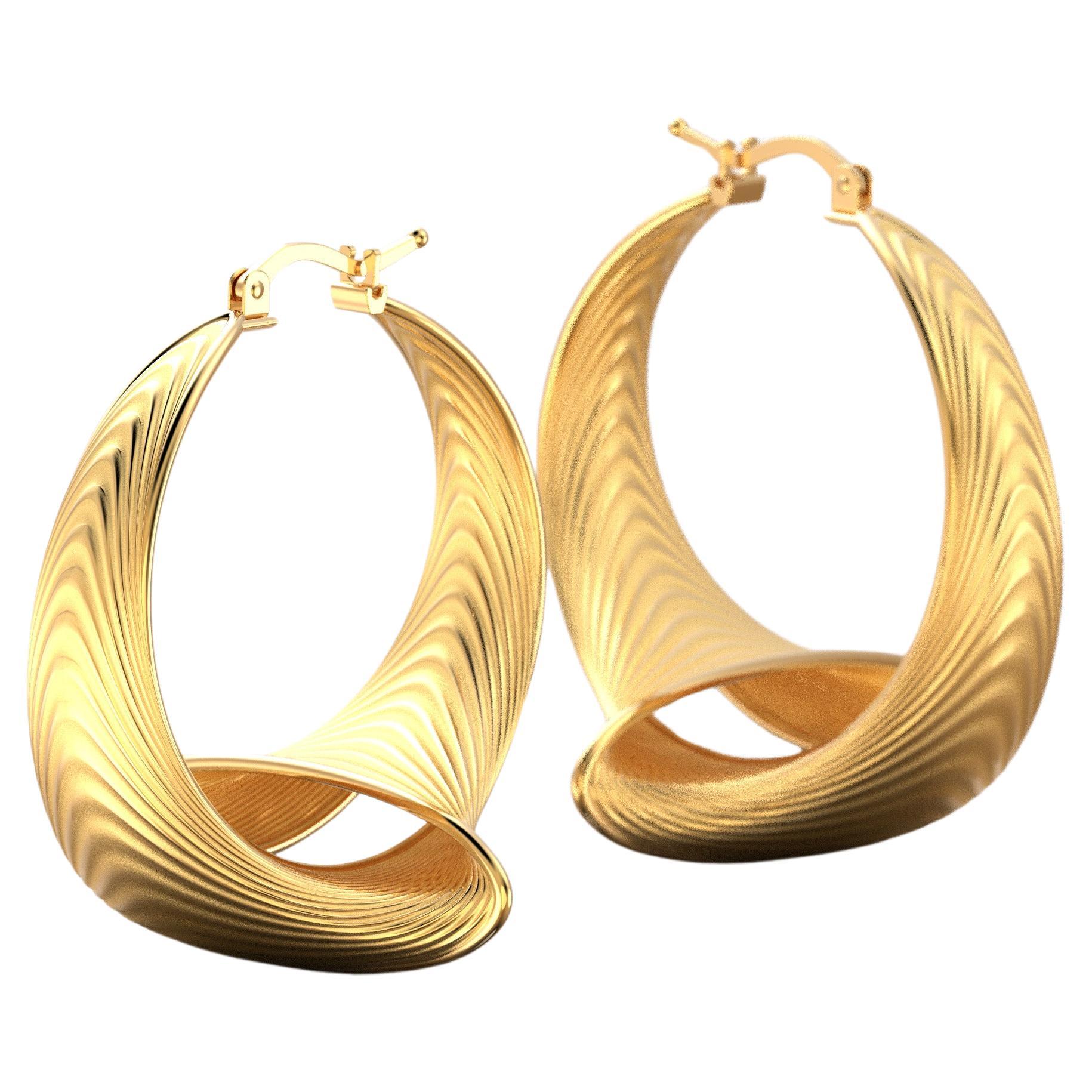 Modern  Oltremare Gioielli 14k Gold Hoop Earrings Made in Italy, Italian Fine Jewelry  For Sale