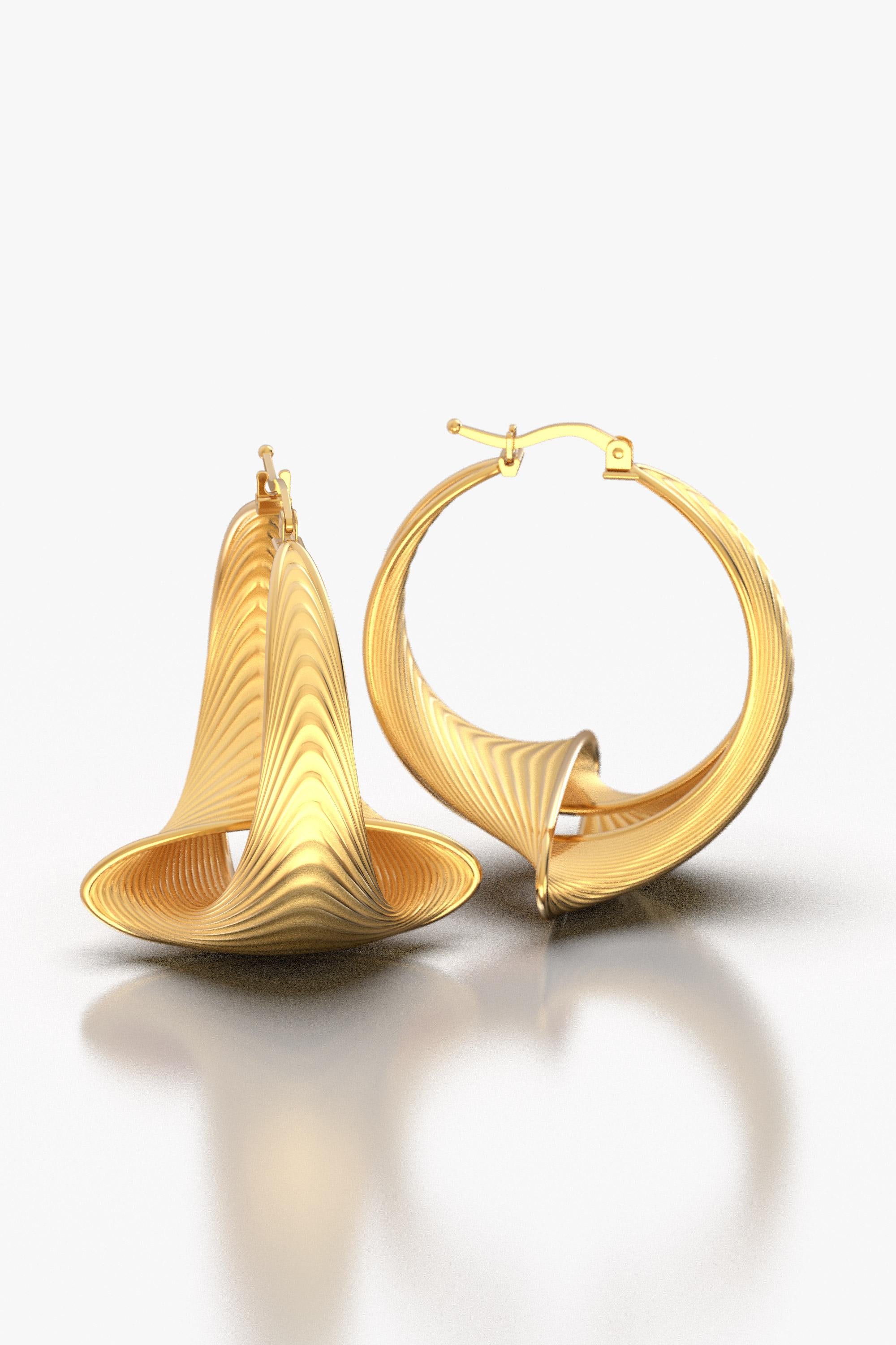  Oltremare Gioielli 14k Gold Hoop Earrings Made in Italy, Italian Fine Jewelry  For Sale 4