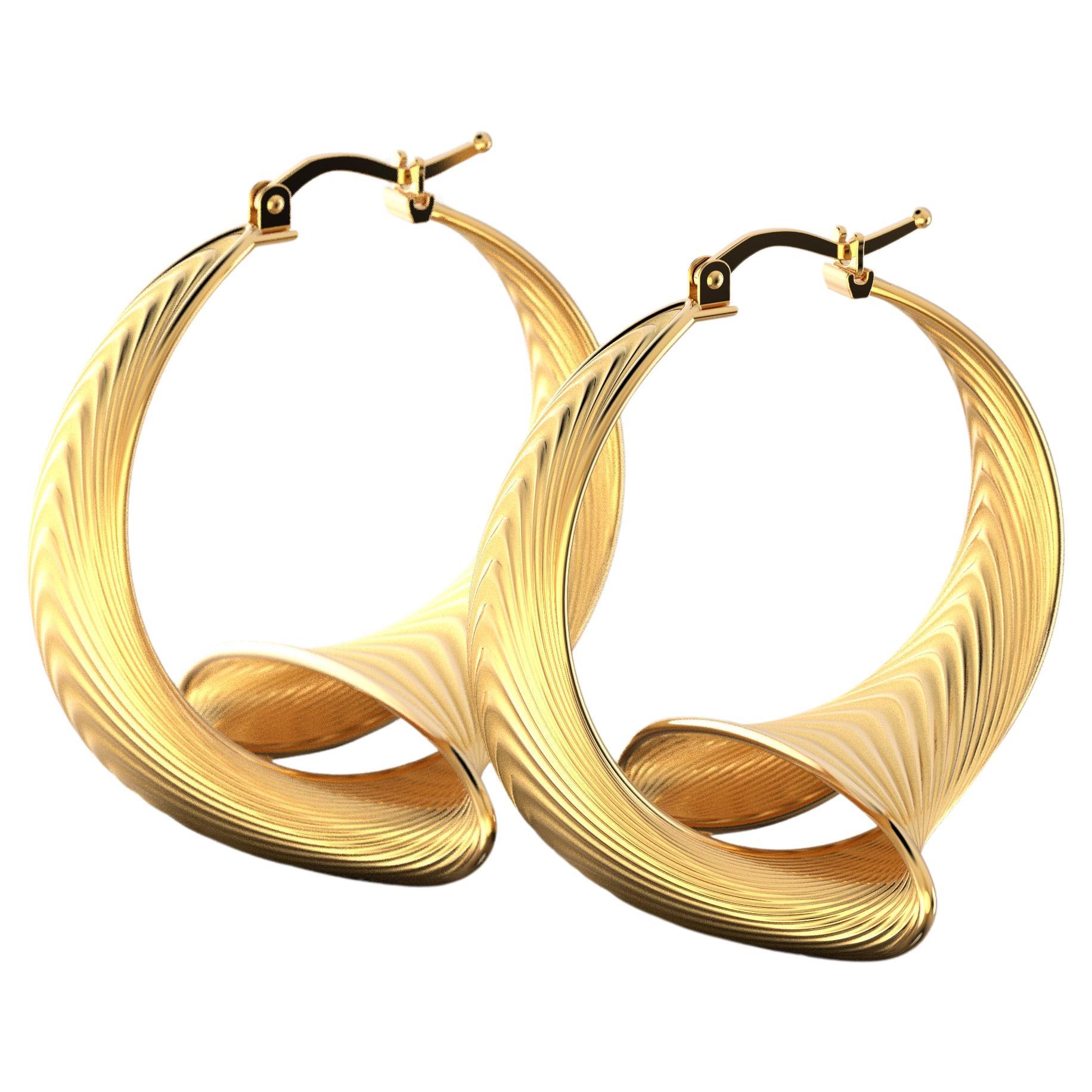  Oltremare Gioielli 14k Gold Hoop Earrings Made in Italy, Italian Fine Jewelry  For Sale
