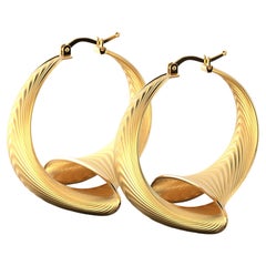  Oltremare Gioielli, boucles d'oreilles créoles en or 14 carats fabriquées en Italie, Italian Fine Jewelry 