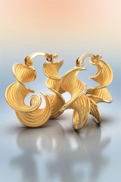 14k Twisted Gold Hoop Earrings Designed and Crafted in Italy