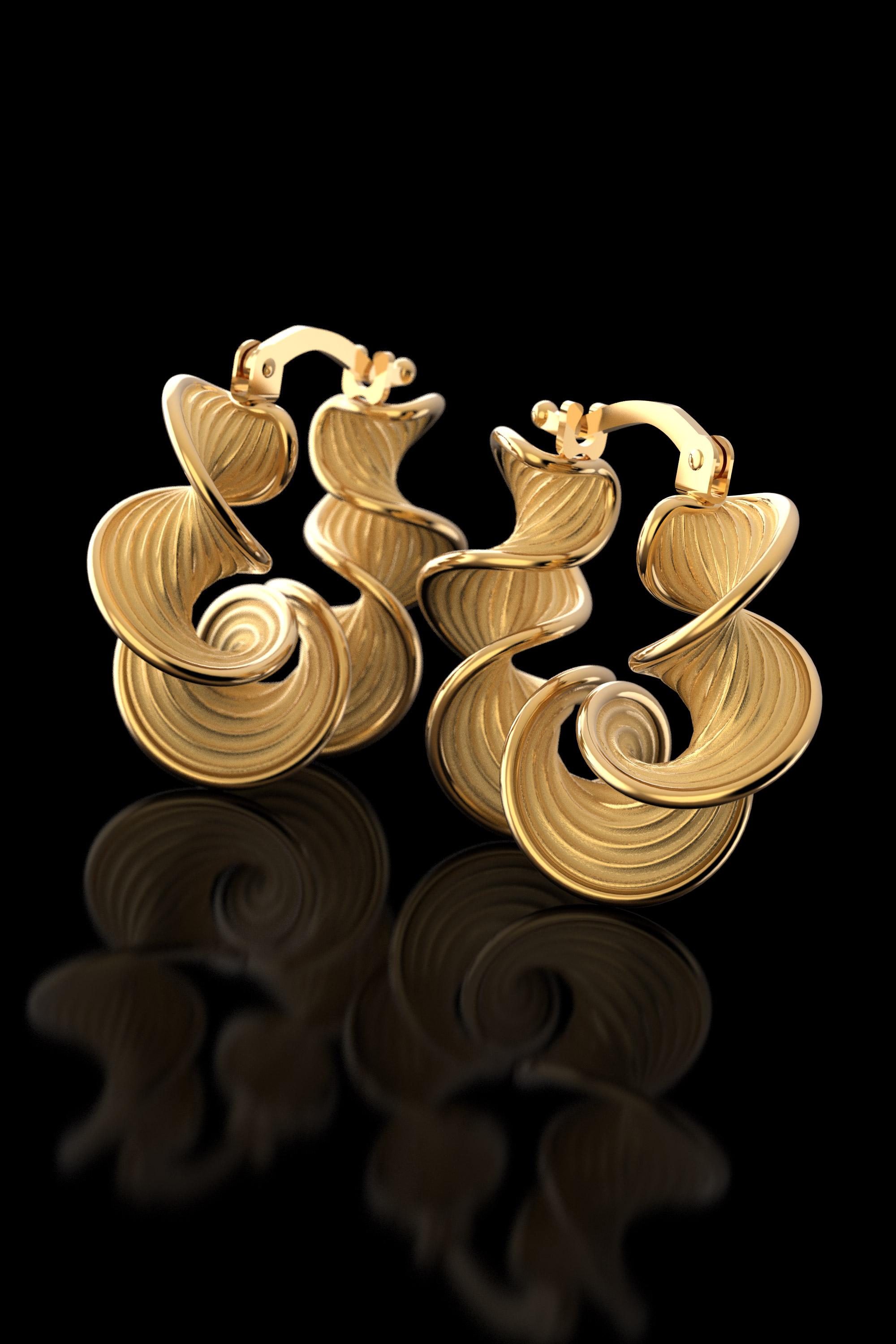 14k Twisted Gold Hoop Earrings Designed and Crafted in Italy For Sale 2