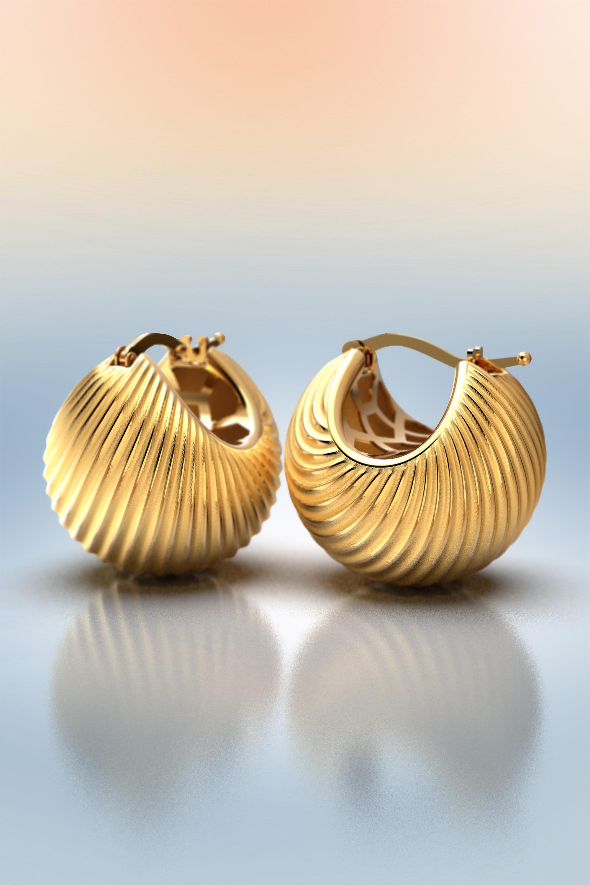 Oltremare Gioielli 18 Karat Yellow Gold Hoop Earrings Made in Italy For Sale 2