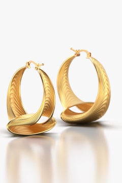 Oltremare Gioielli 18k Gold Hoop Earrings Made in Italy, Italian Gold Jewelry