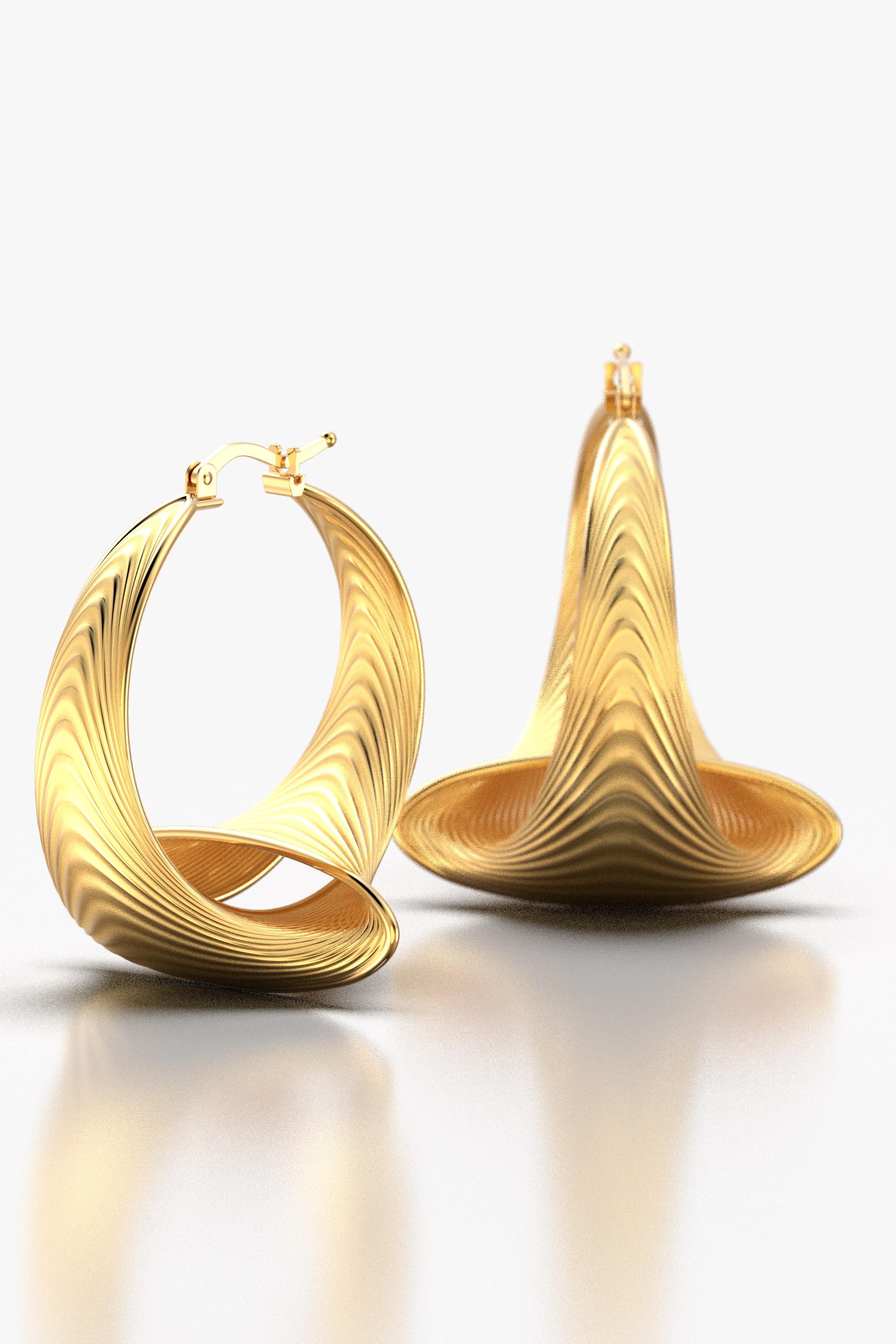 Modern Oltremare Gioielli 18k Gold Hoop Earrings Made in Italy, Italian Gold Jewelry For Sale