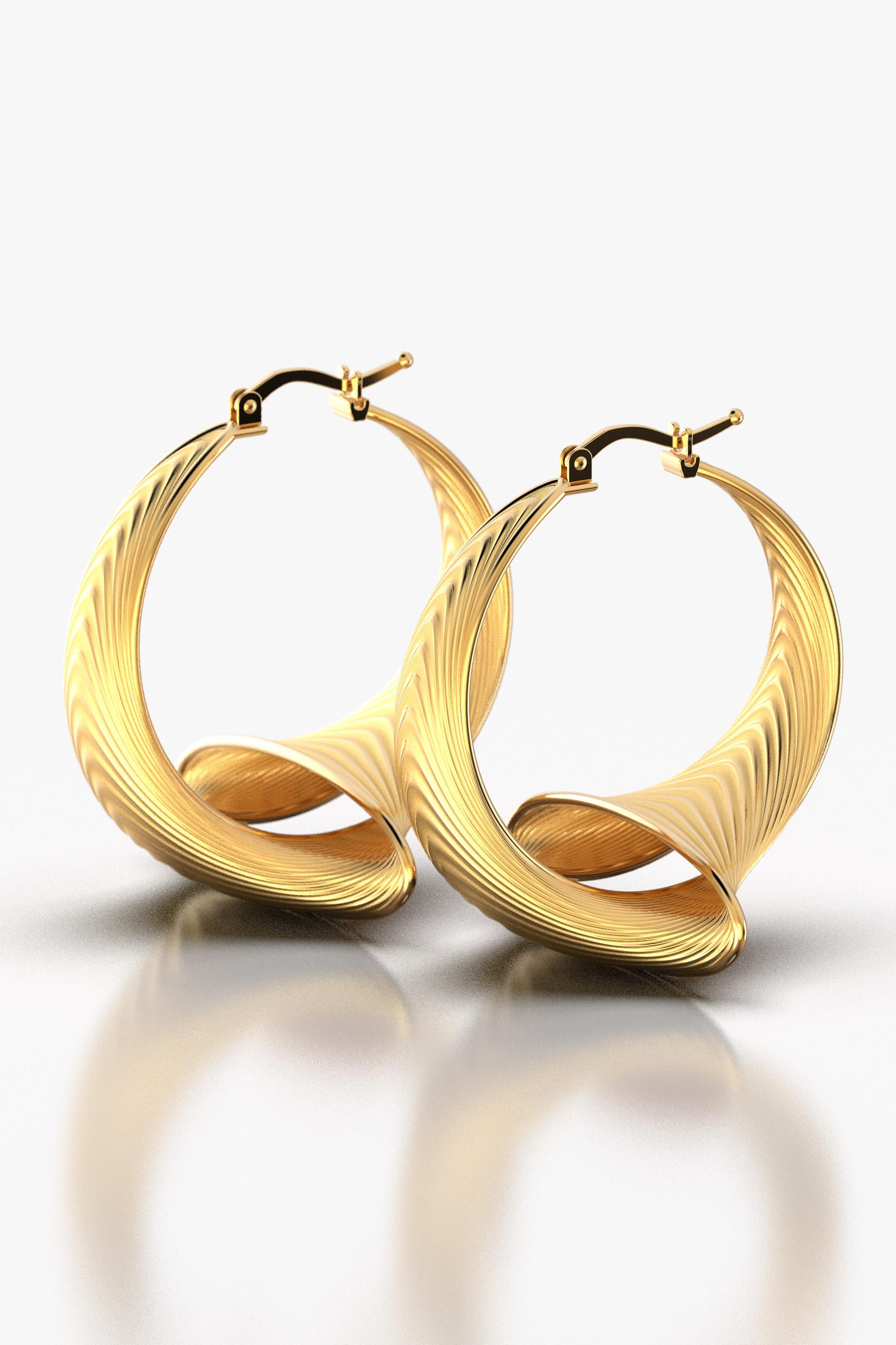Oltremare Gioielli 18k Gold Hoop Earrings Made in Italy, Italian Gold Jewelry For Sale 4