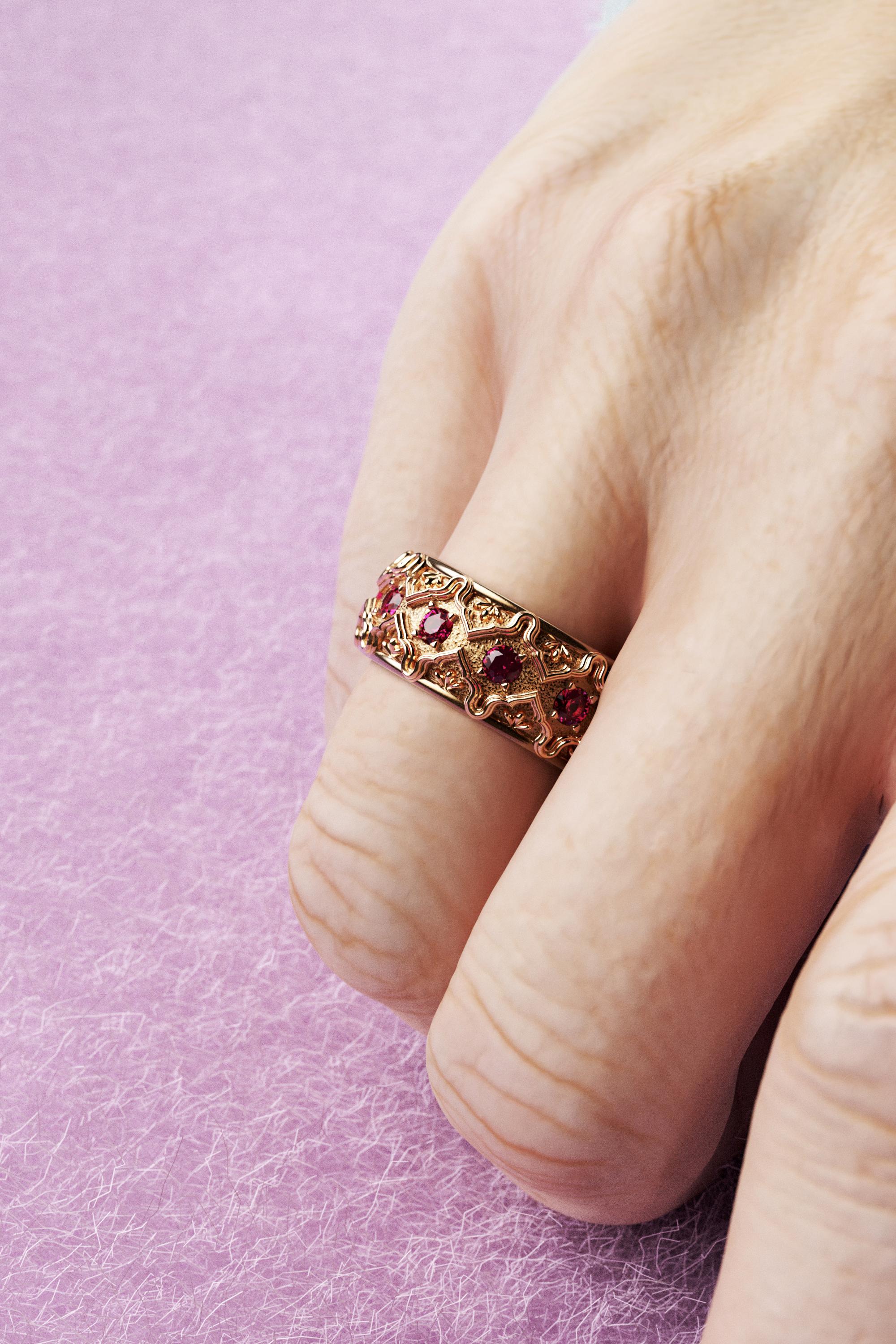 Im Angebot: Oltremare Gioielli: 18 Karat massives Gold Rubinband aus Gold, hergestellt in Italien () 6
