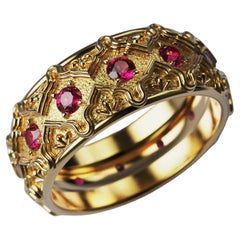 Oltremare Gioielli, bague en or massif 18 carats et rubis fabriquée en Italie