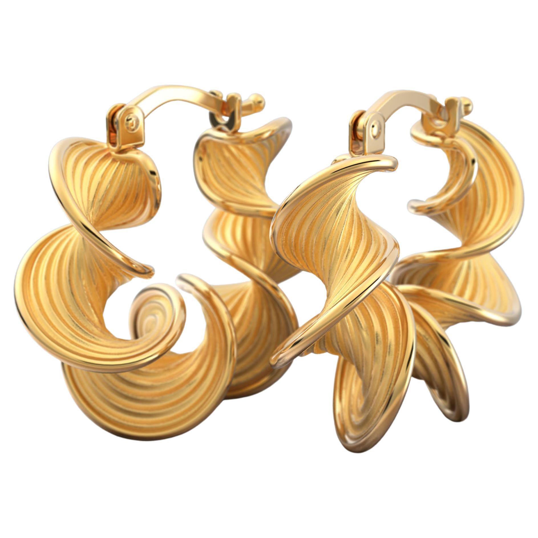 18k Twisted Gold Hoop Earrings Designed and Crafted in Italy For Sale