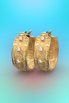 Orecchini a cerchio barocchi in oro 18k con diamanti naturali