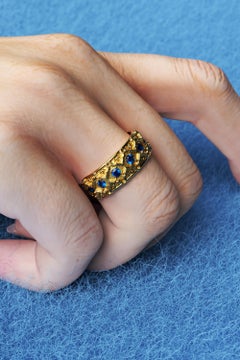 Oltremare Gioielli Blue Sapphire 18k Gold Band Made in Italy