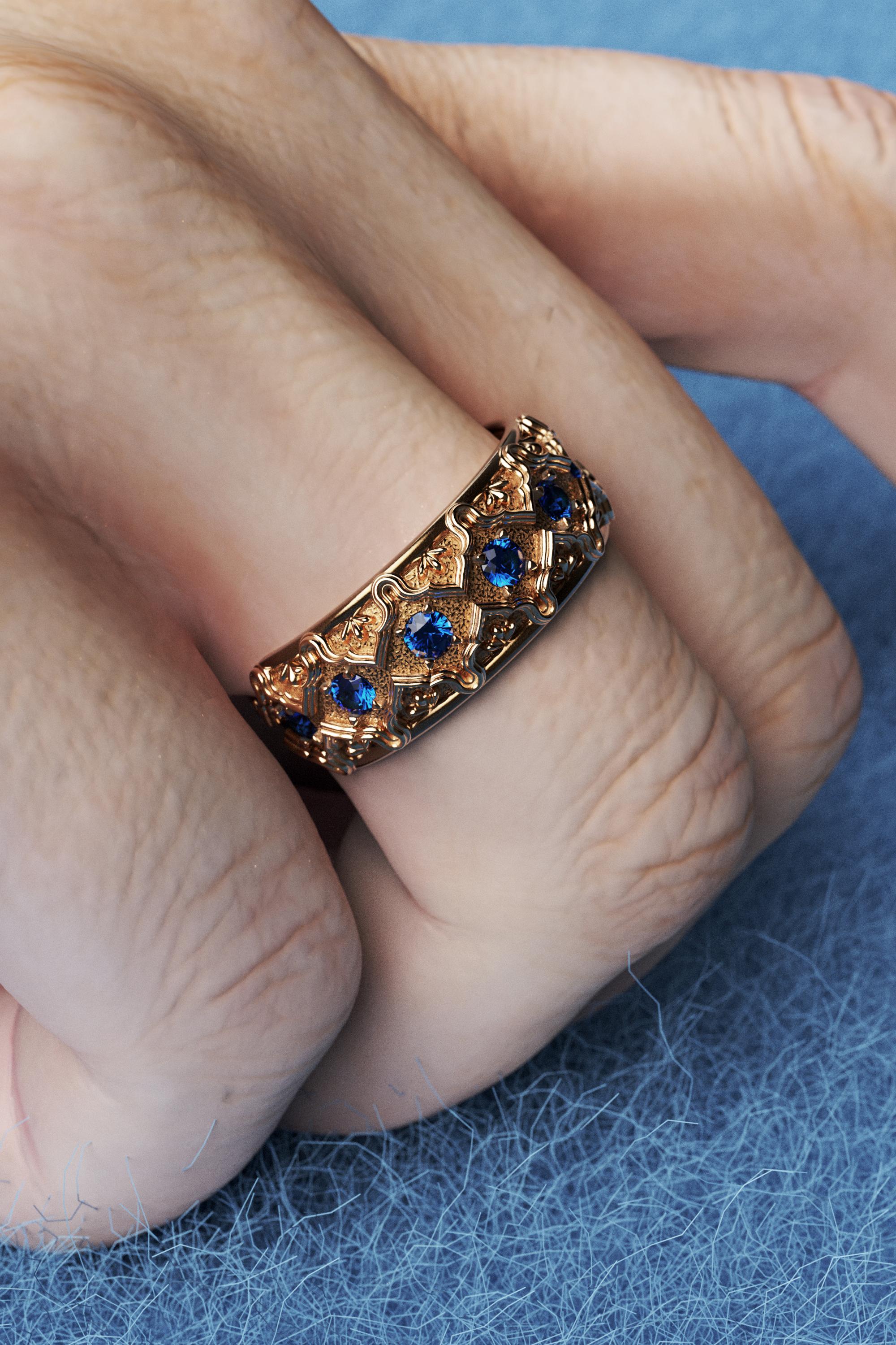 For Sale:  Oltremare Gioielli Blue Sapphire 18k Gold Band Made in Italy 4