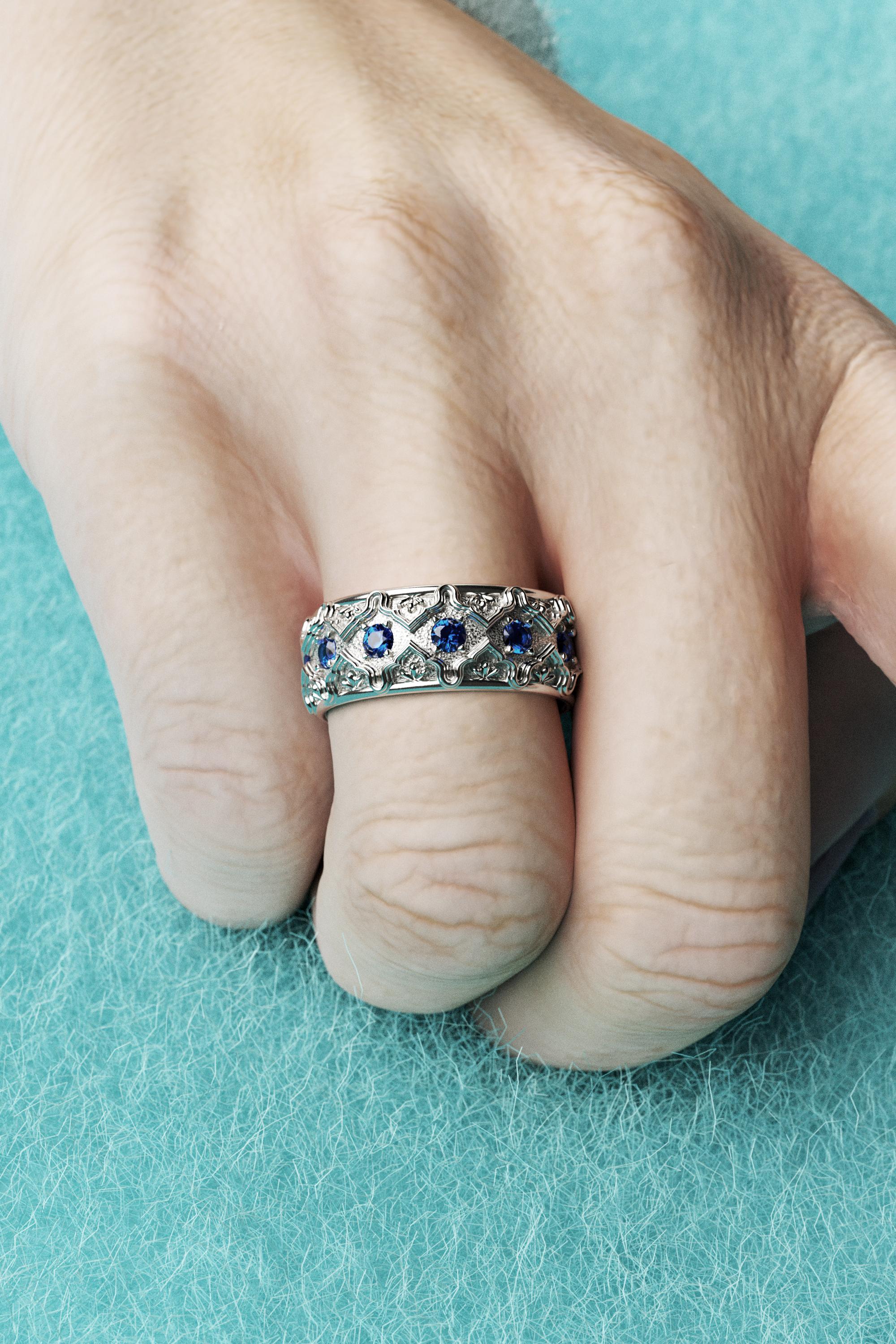For Sale:  Oltremare Gioielli Blue Sapphire 18k Gold Band Made in Italy 5