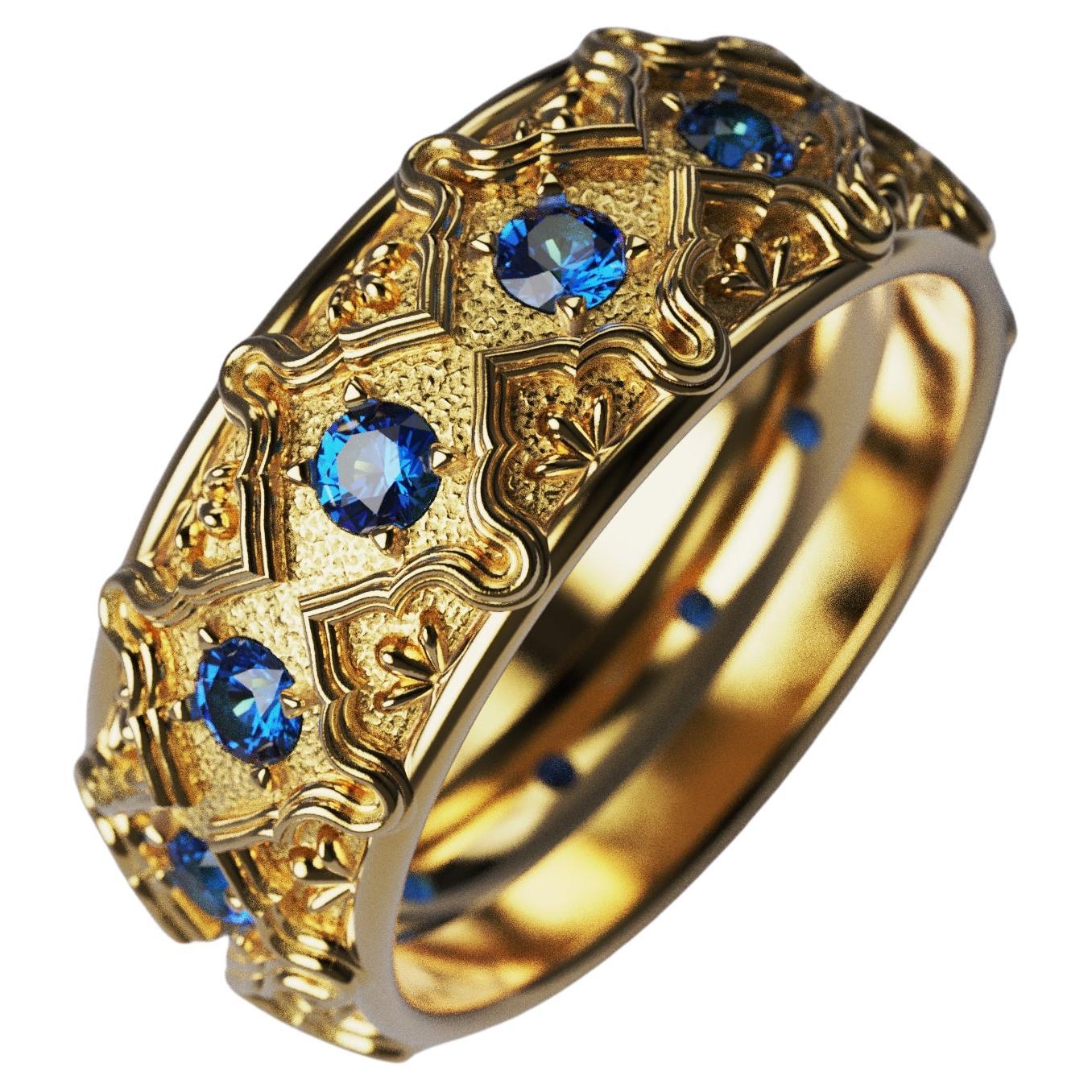 Oltremare Gioielli Zafiro Azul Anillo de Oro de 18k Hecho en Italia