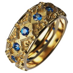 Oltremare Gioielli, bague en or 18 carats, saphir bleu, fabriquée en Italie