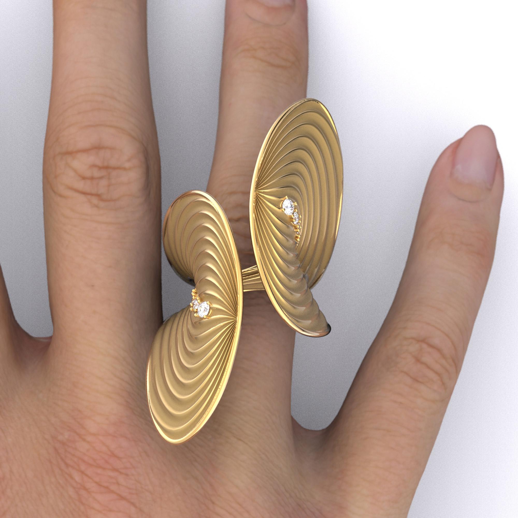 For Sale:  Oltremare Gioielli Contemporary Diamond ring in 18k Gold Made in Italy 12