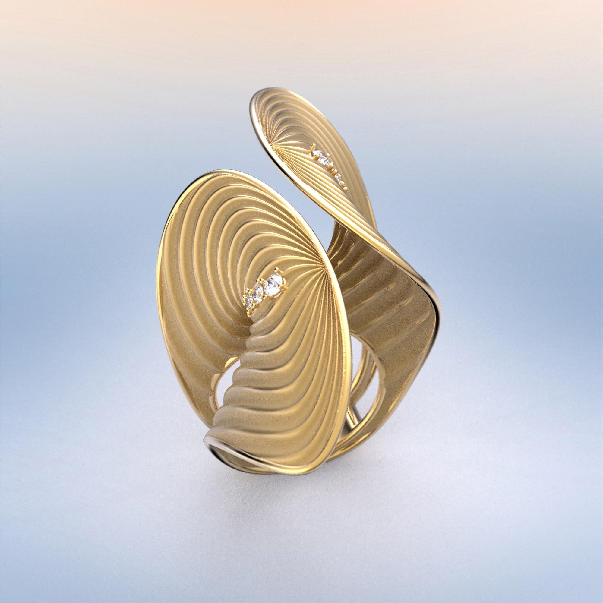 For Sale:  Oltremare Gioielli Contemporary Diamond ring in 18k Gold Made in Italy 8