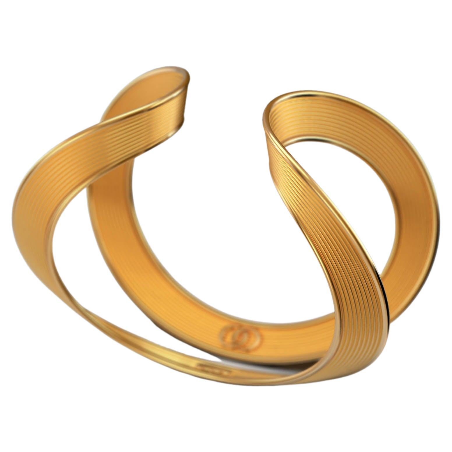 Manschettenarmband aus 18 Karat massivem Gold, italienischer Goldschmuck von Oltremare Gioielli