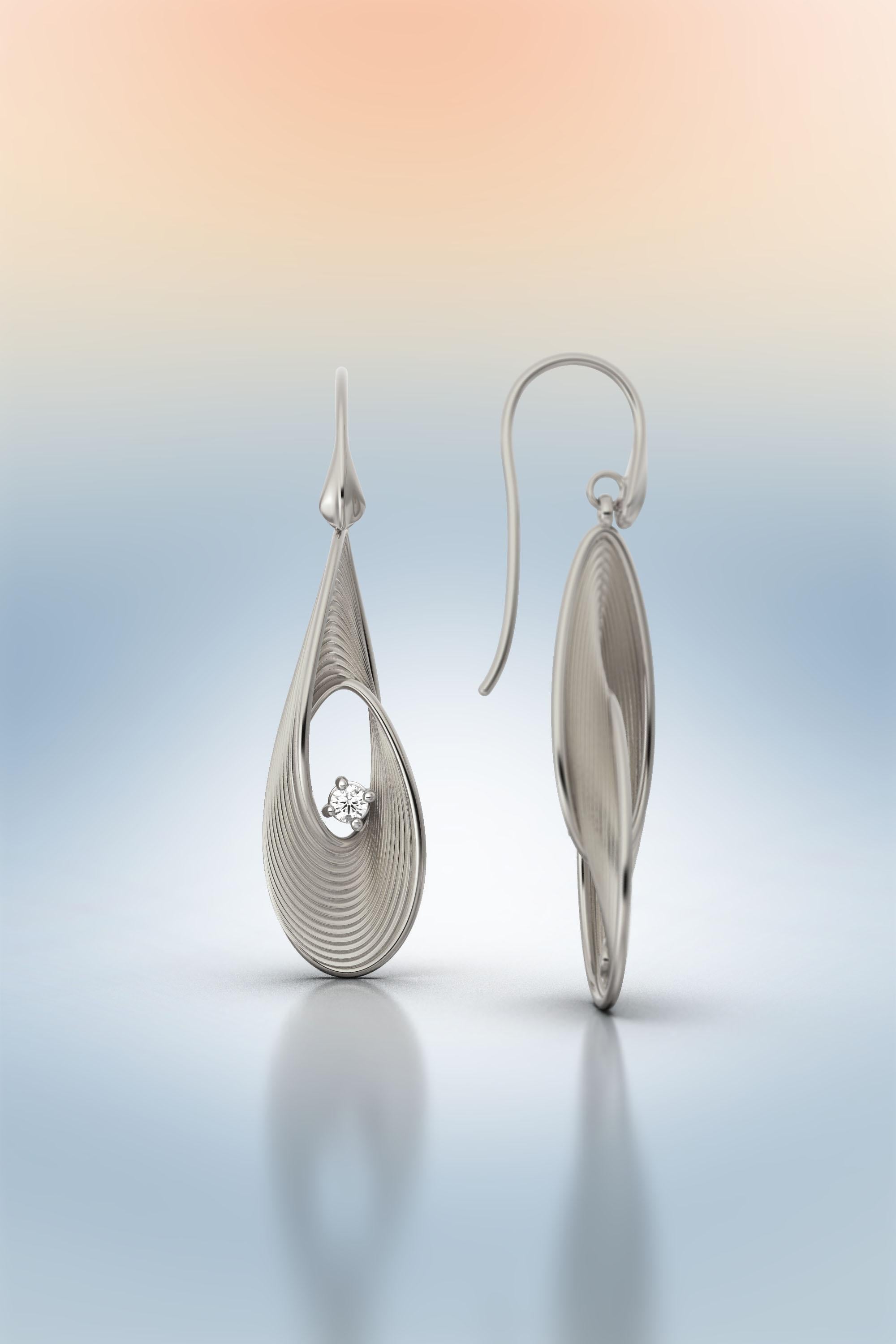 Oltremare Gioielli Diamond Earrings, Dangle Drop Earrings in 18k Solid Gold For Sale 2