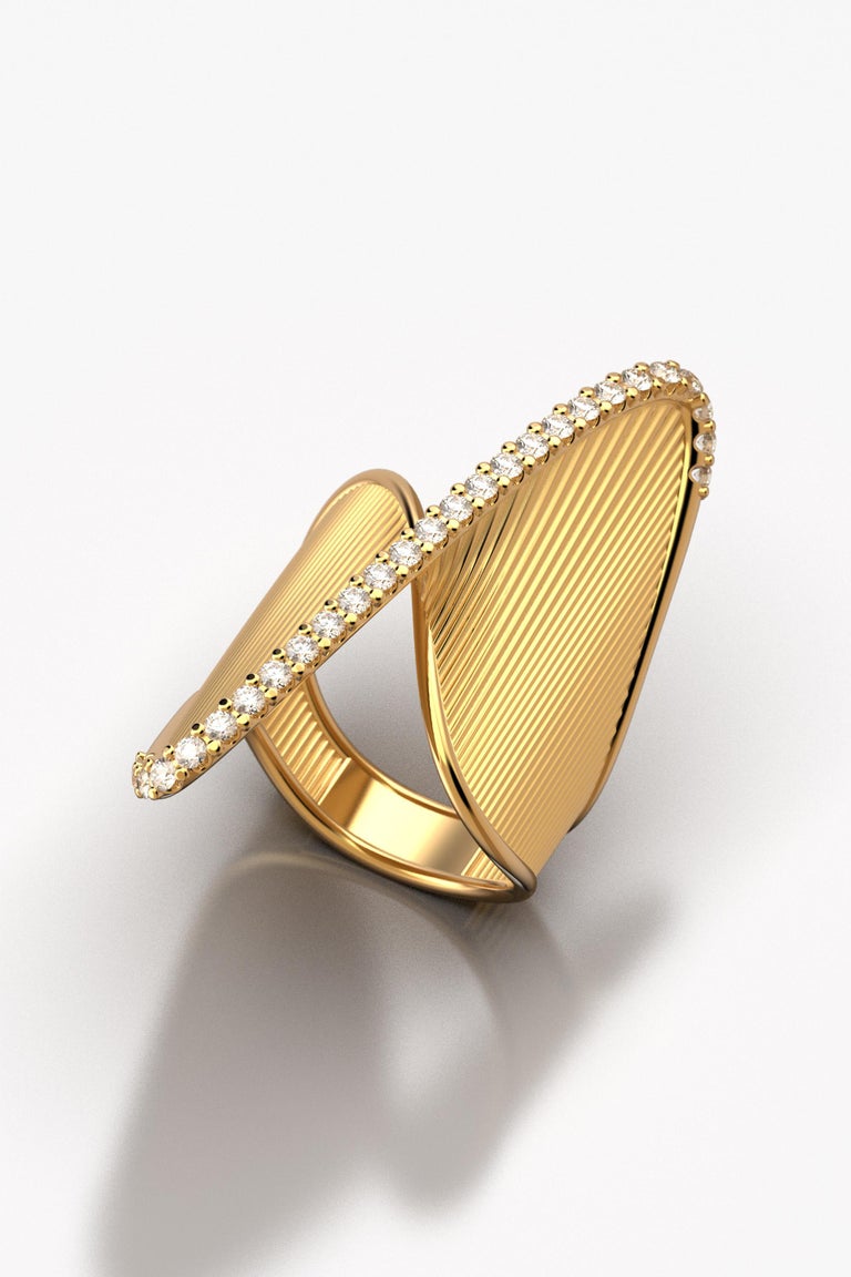 Customizable Diamond Ring in 18 Karat Yellow Gold, Italian Fine Jewelry For Sale at 1stDibs