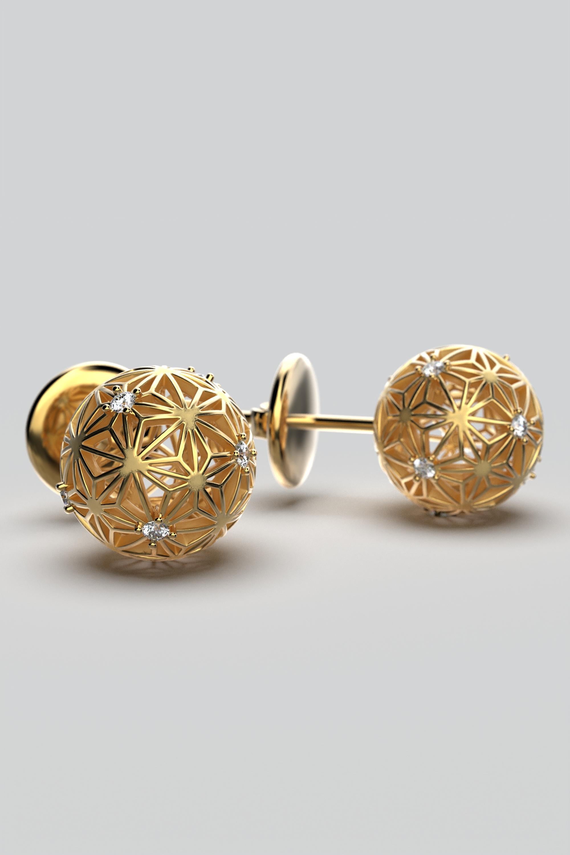 Oltremare Gioielli Diamond Stud Earrings in 18k Gold Made in Italy  In New Condition For Sale In Camisano Vicentino, VI