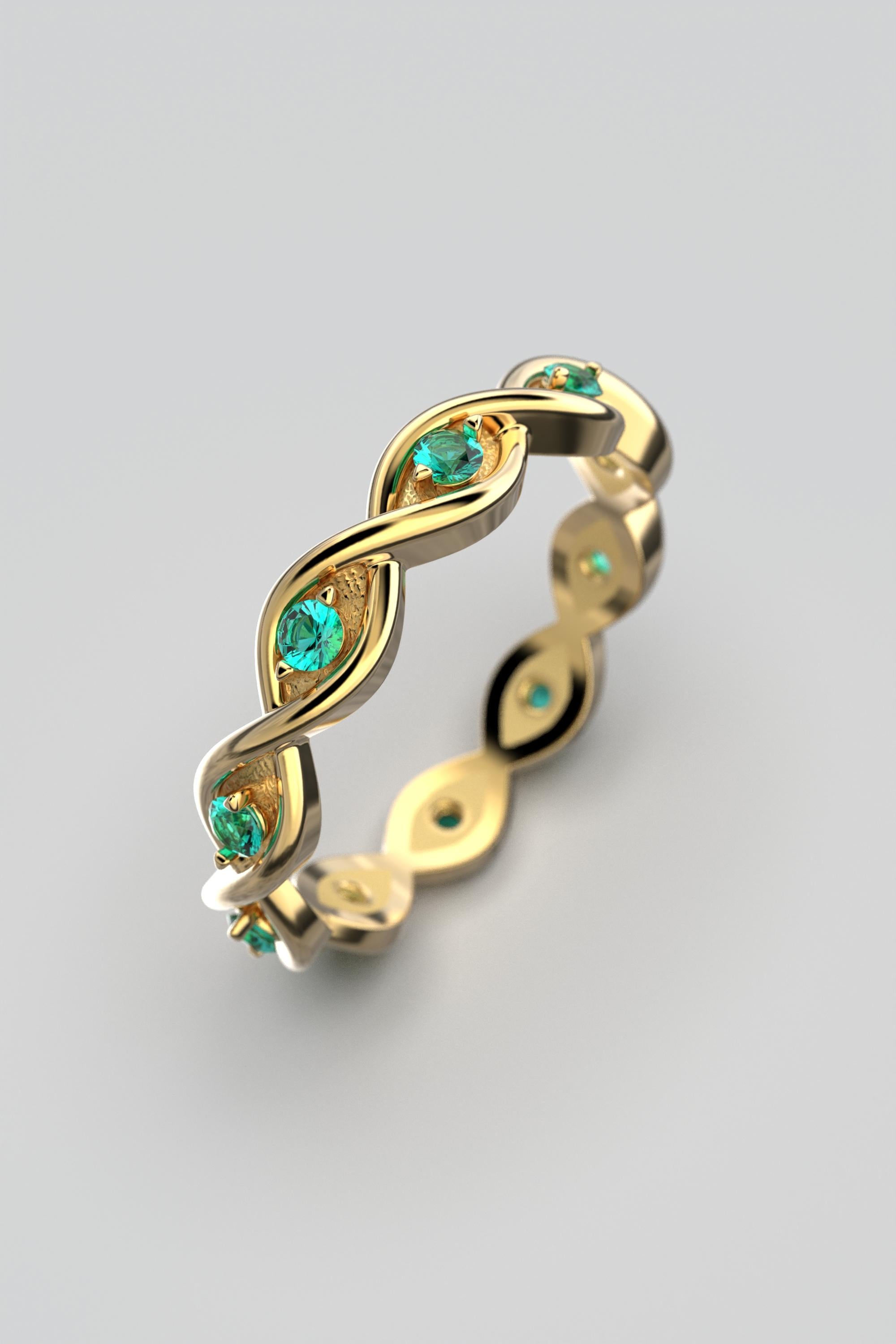 For Sale:  Oltremare Gioielli Emerald Gold Eternity Band in 14k, Made in Italy 2
