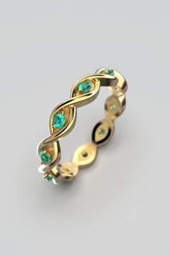 Oltremare Gioielli Emerald Gold Eternity Band in 14k, Made in Italy