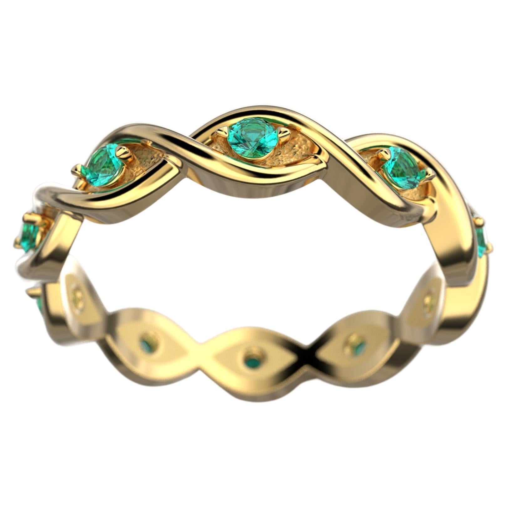 Oltremare Gioielli Emerald Gold Eternity Band in 14k, Made in Italy