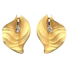 Oltremare Gioielli Gold Earrings Made in Italy, 14k Gold Earrings with Diamonds