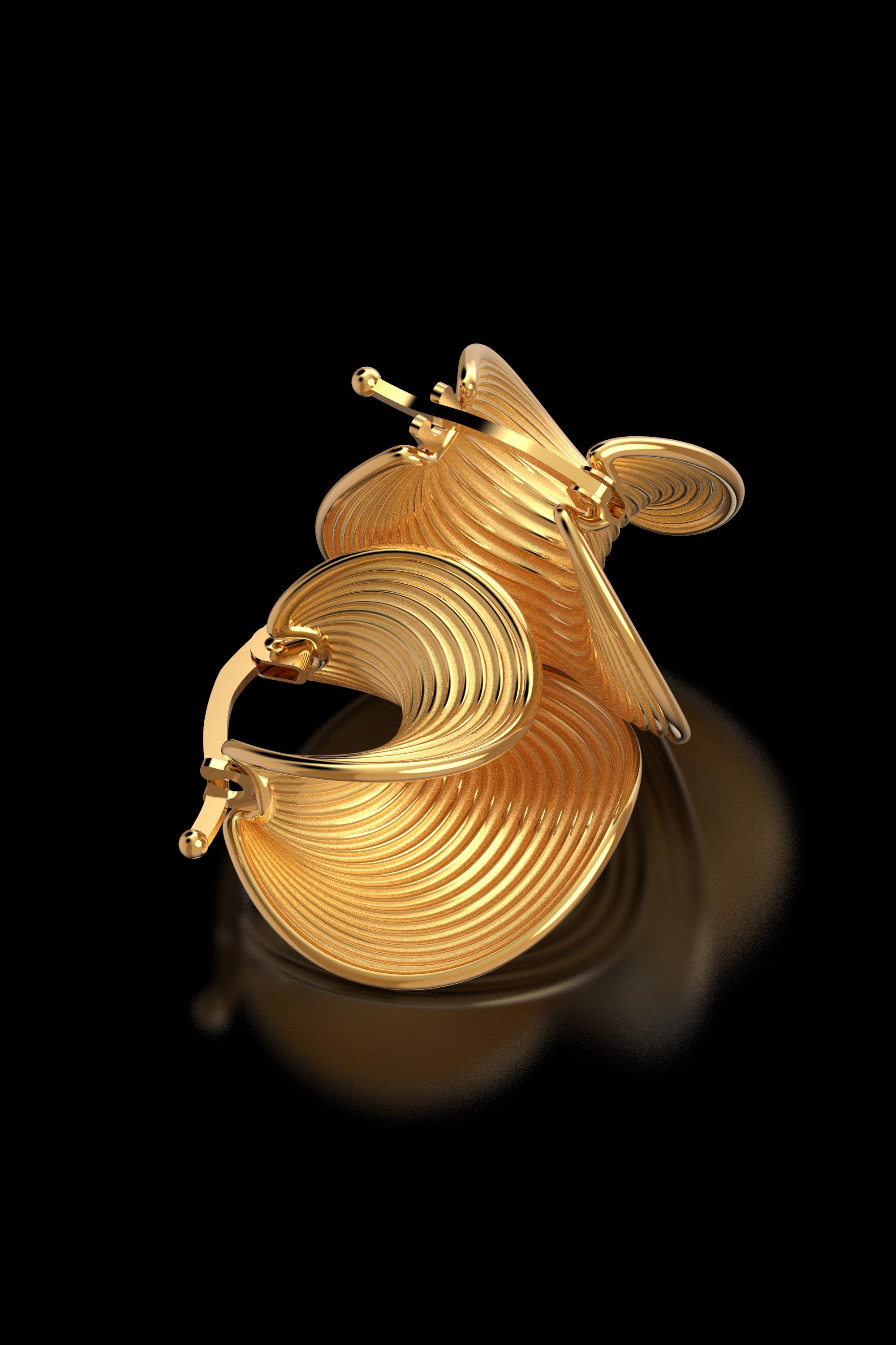 Pendientes de aro de oro Oltremare Gioielli, oro amarillo 14k, joyería fina italiana Moderno en venta