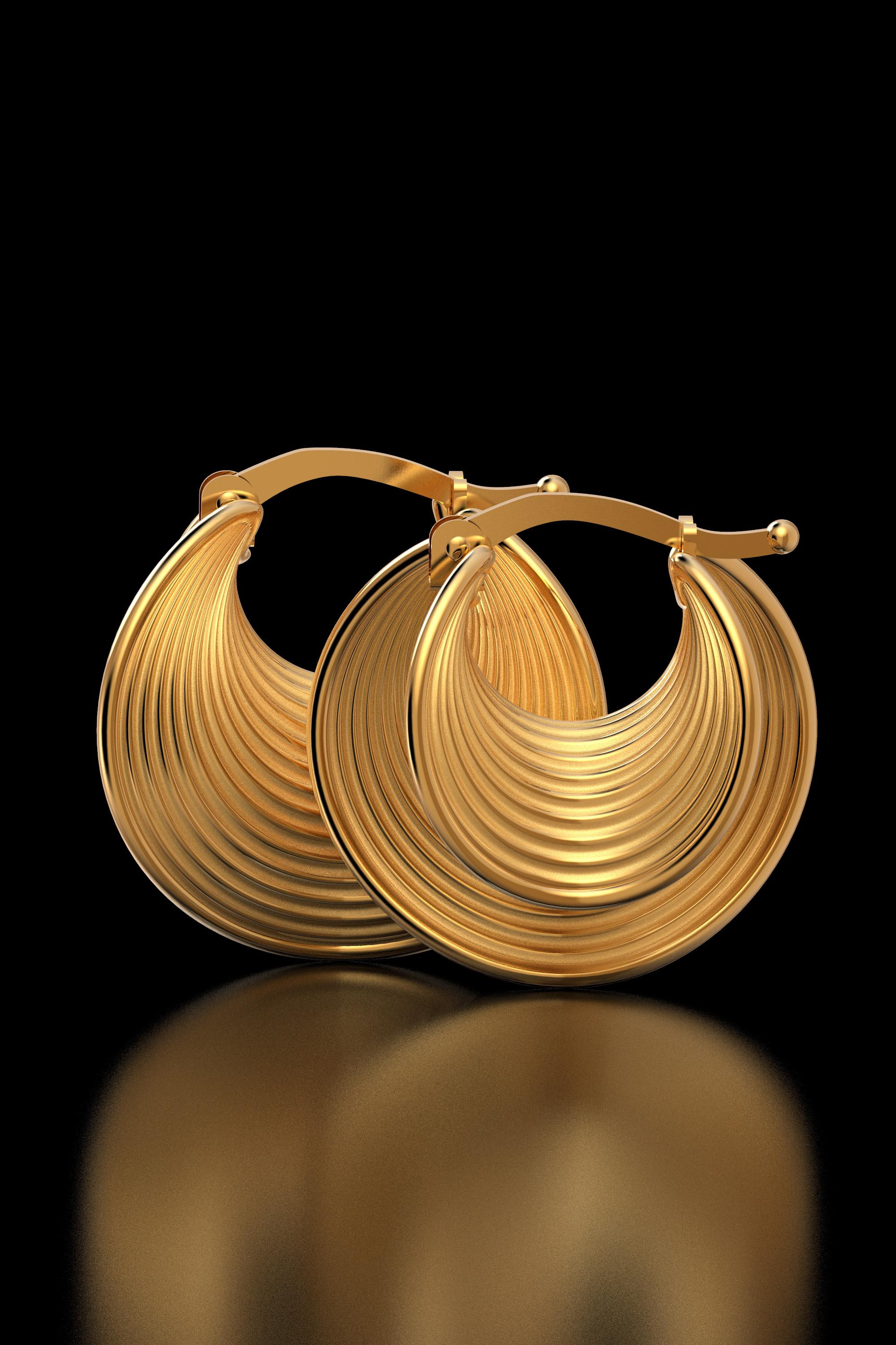 Women's Oltremare Gioielli Gold Hoop Earrings, 14k Yellow Gold, Italian Fine Jewelry For Sale
