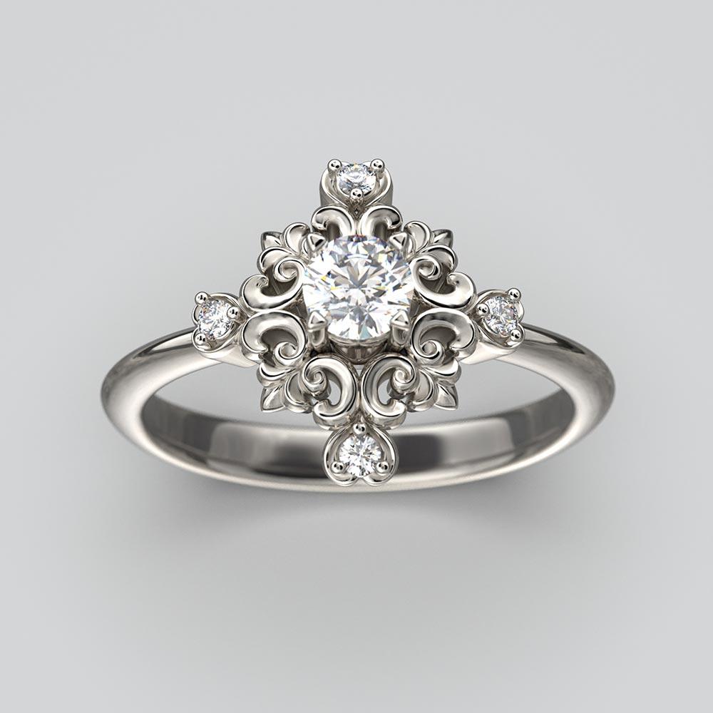 Im Angebot: Oltremare Gioielli Italienischer Diamant-Verlobungsring im Barockstil aus 14 Karat Gold mit Diamanten () 7