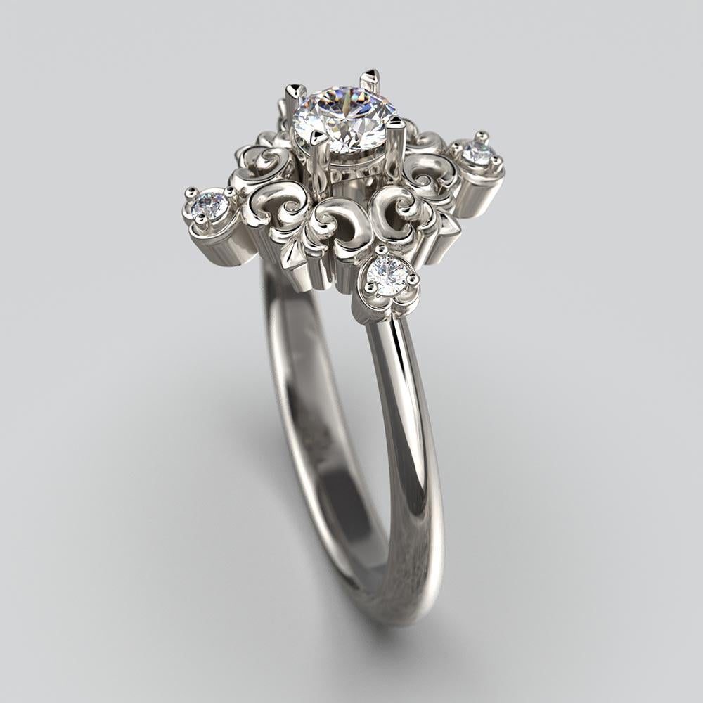 En vente :  Oltremare Gioielli, bague de fiançailles italienne en or 14 carats de style baroque avec diamants 8